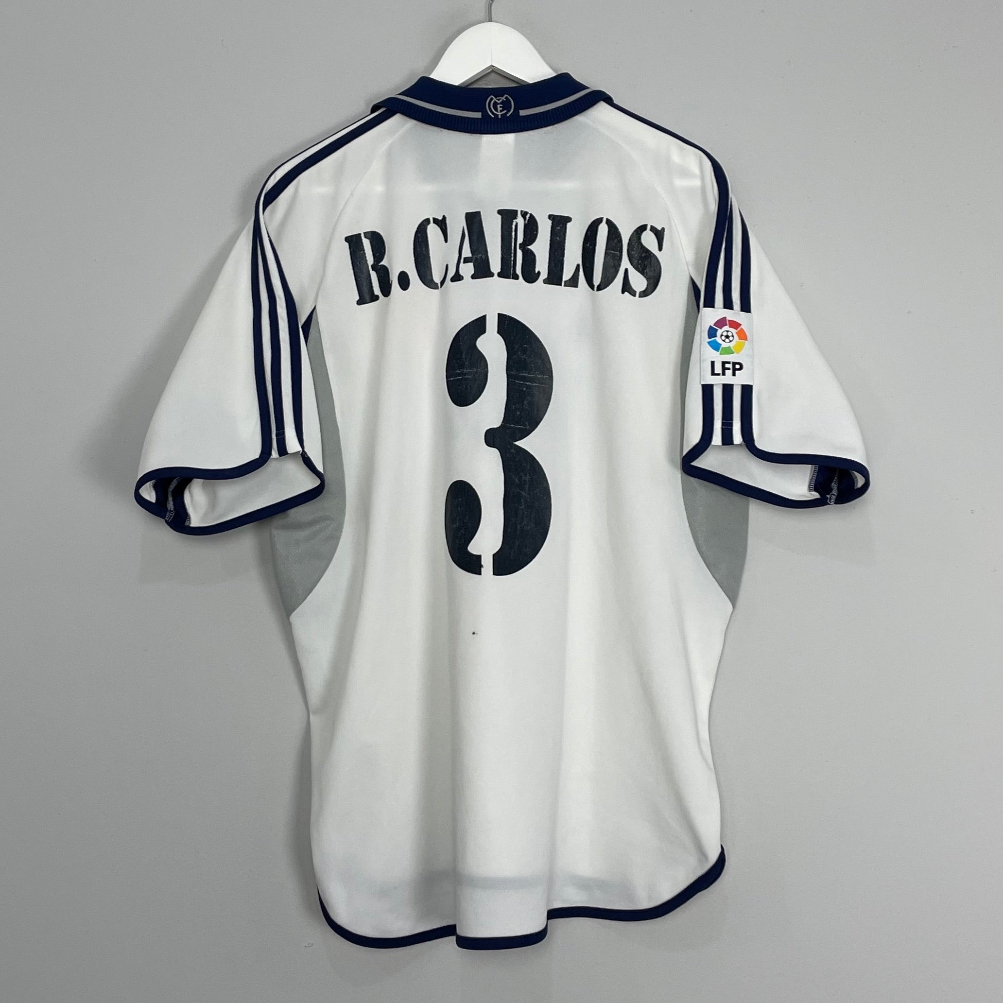 Shop 2000/01 REAL MADRID R.CARLOS #3 HOME SHIRT (L) ADIDAS, classic football shirts, vintage football shirts & retro soccer jerseys at Cult Kits