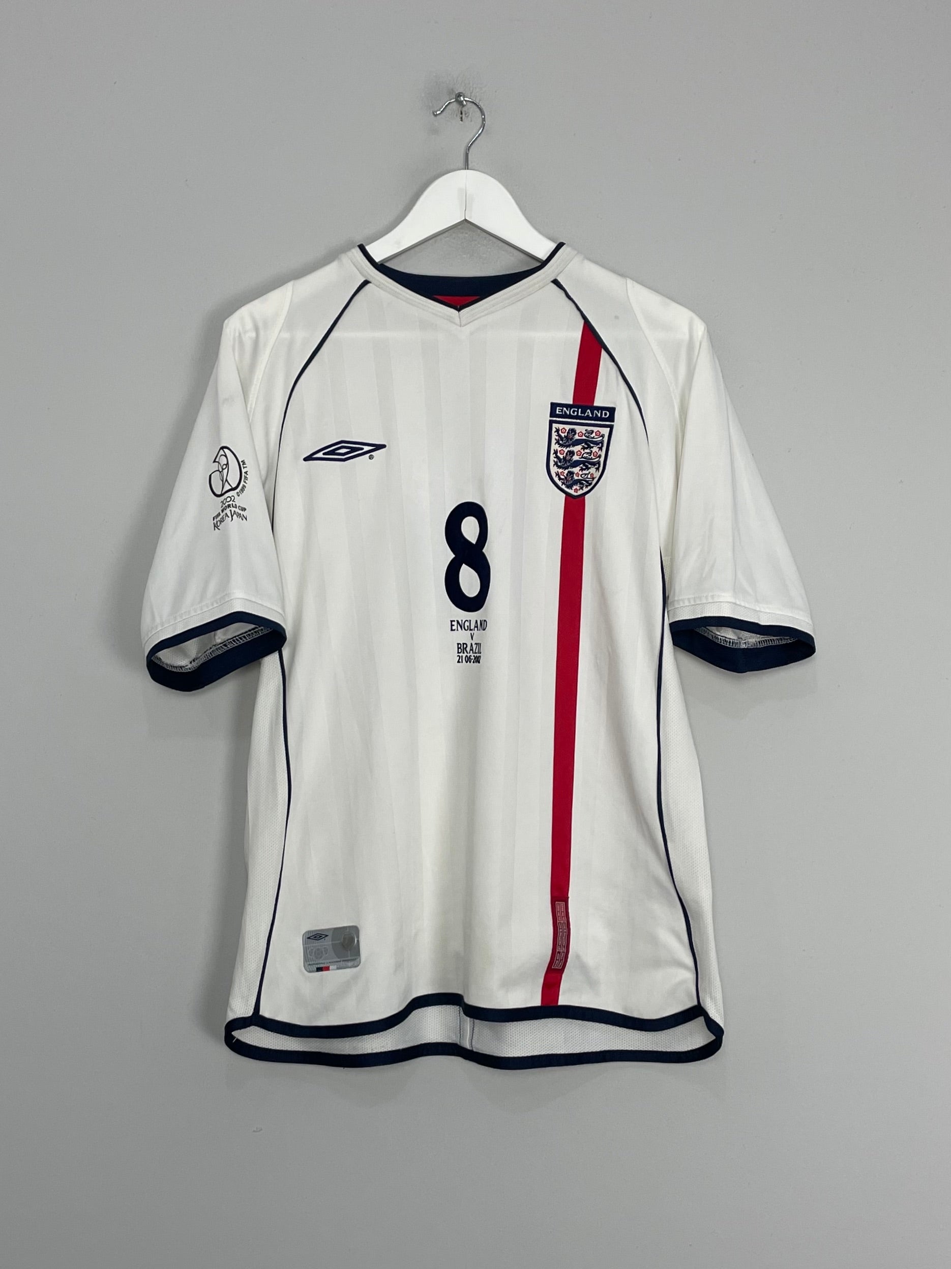 Shop 2001/03 ENGLAND SCHOLES #8 HOME SHIRT (S) UMBRO, classic football shirts, vintage football shirts & retro soccer jerseys at Cult Kits