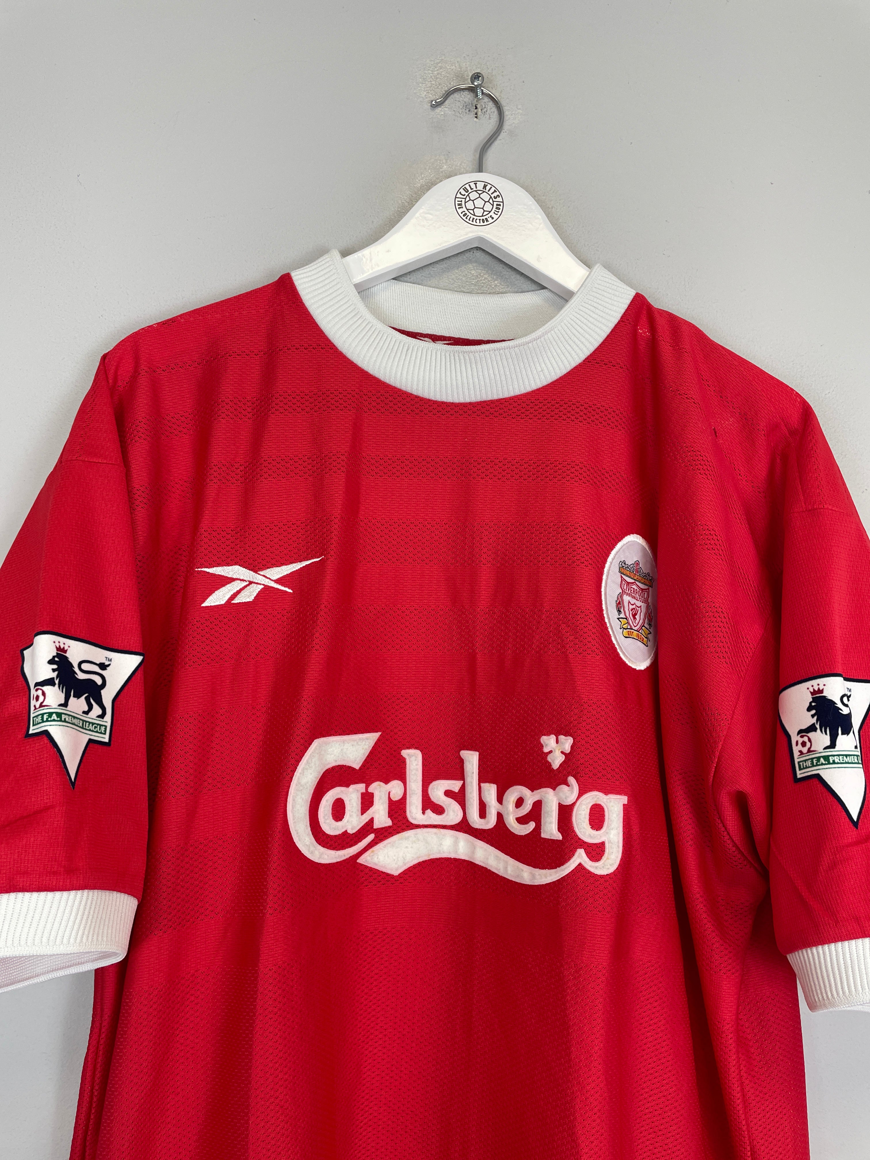 Shop 1998/00 LIVERPOOL GERRARD #28 HOME SHIRT (L) REEBOK, classic football shirts, vintage football shirts & retro soccer jerseys at Cult Kits
