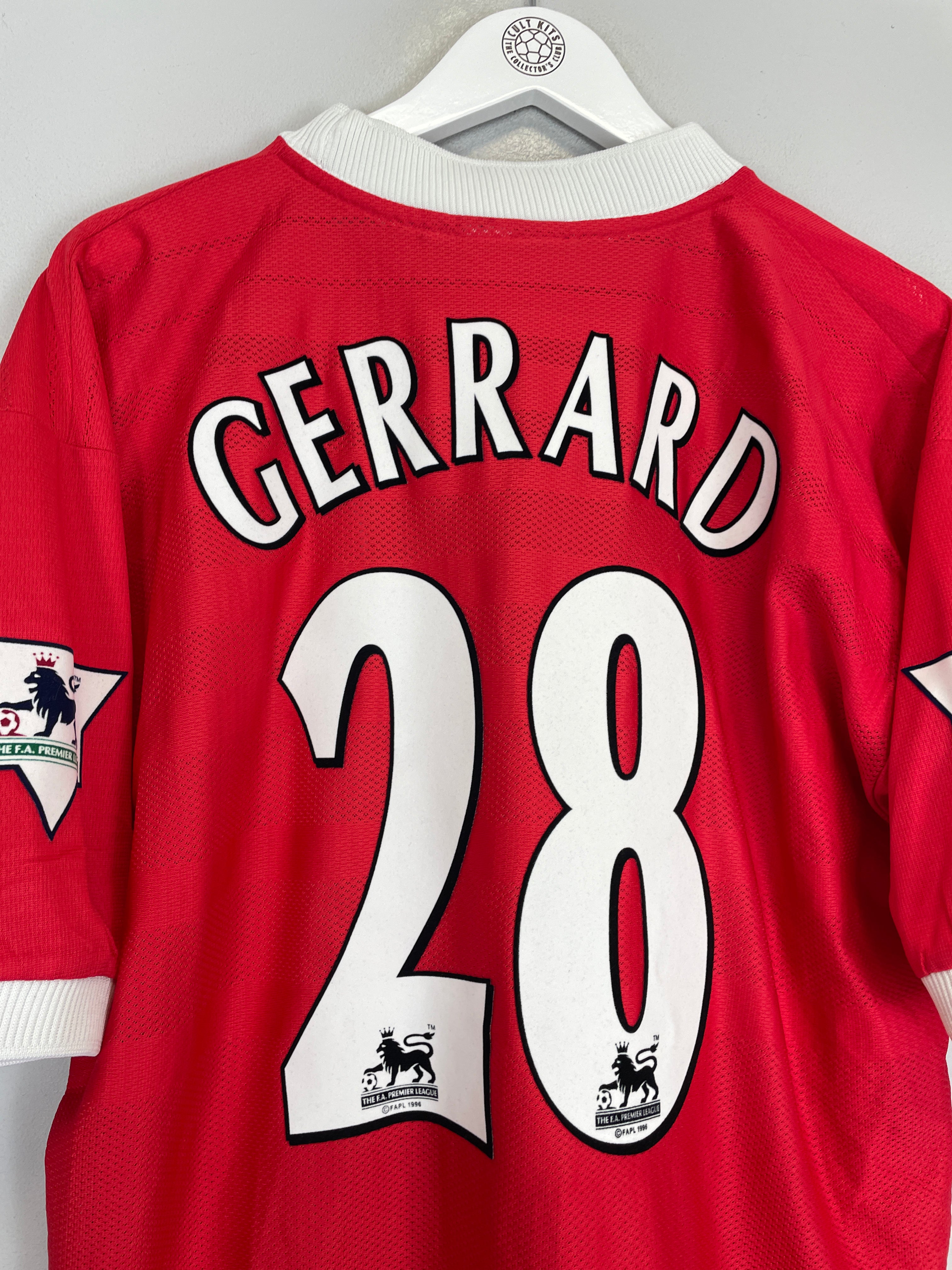 Shop 1998/00 LIVERPOOL GERRARD #28 HOME SHIRT (L) REEBOK, classic football shirts, vintage football shirts & retro soccer jerseys at Cult Kits