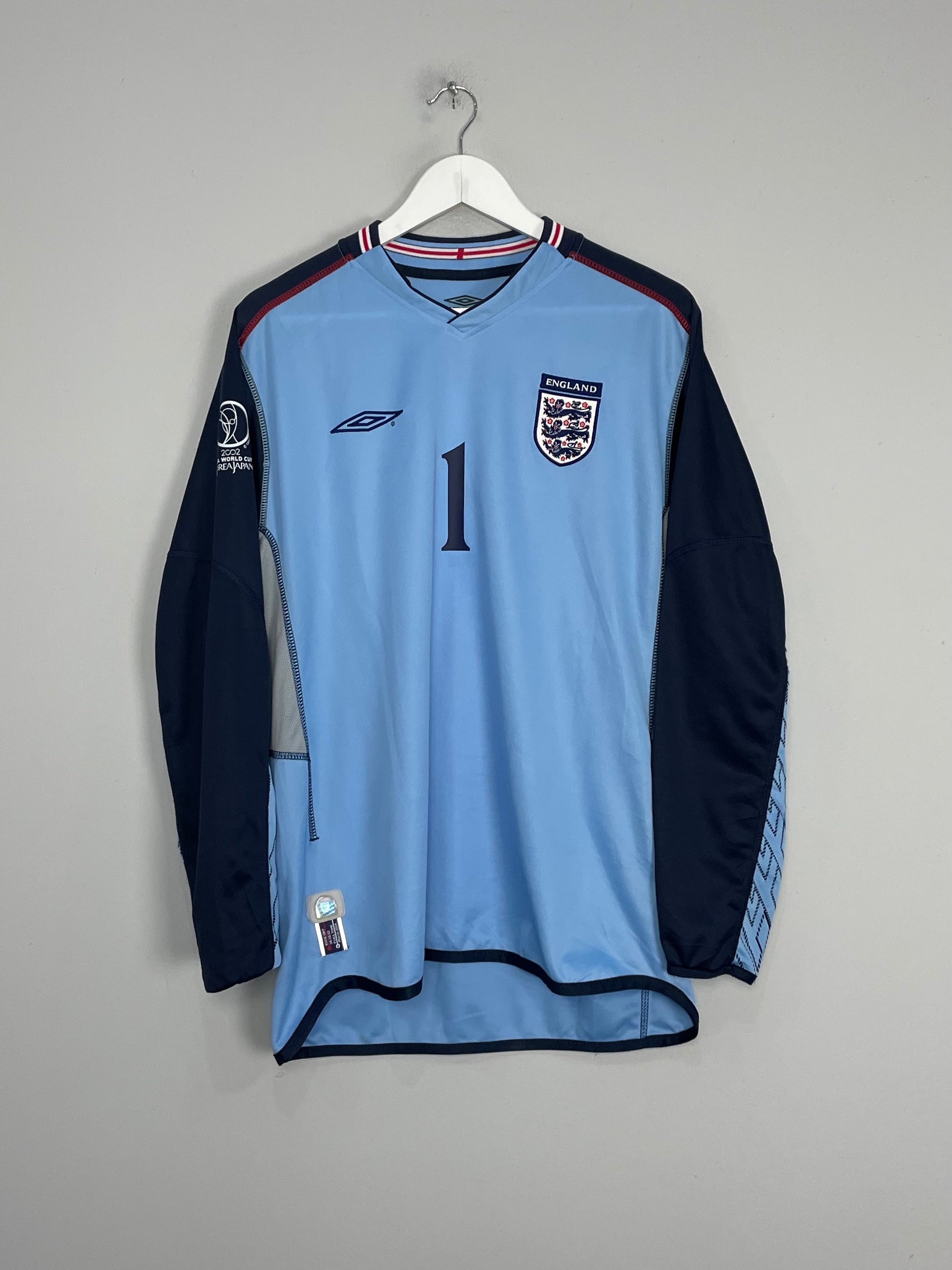 Shop 2002/03 ENGLAND SEAMAN #1 GK SHIRT (L) UMBRO, classic football shirts, vintage football shirts & retro soccer jerseys at Cult Kits
