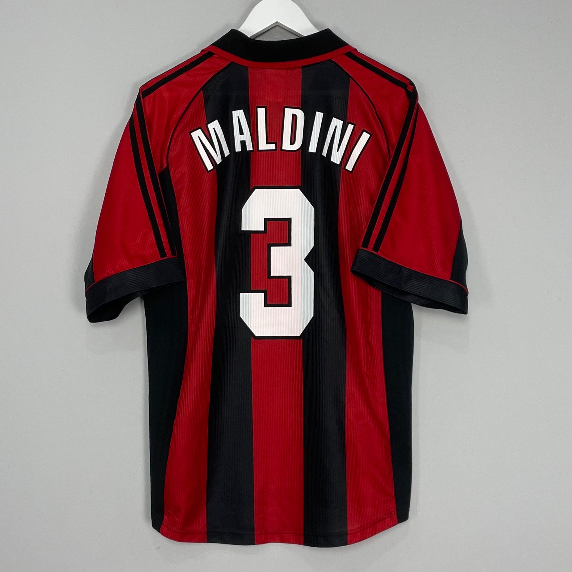 Shop 1998/00 AC MILAN MALDINI #3 HOME SHIRT (M) ADIDAS, classic football shirts, vintage football shirts & retro soccer jerseys at Cult Kits