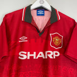Shop 1994/95 MANCHESTER UNITED CANTONA #7 HOME SHIRT (M) UMBRO, classic football shirts, vintage football shirts & retro soccer jerseys at Cult Kits