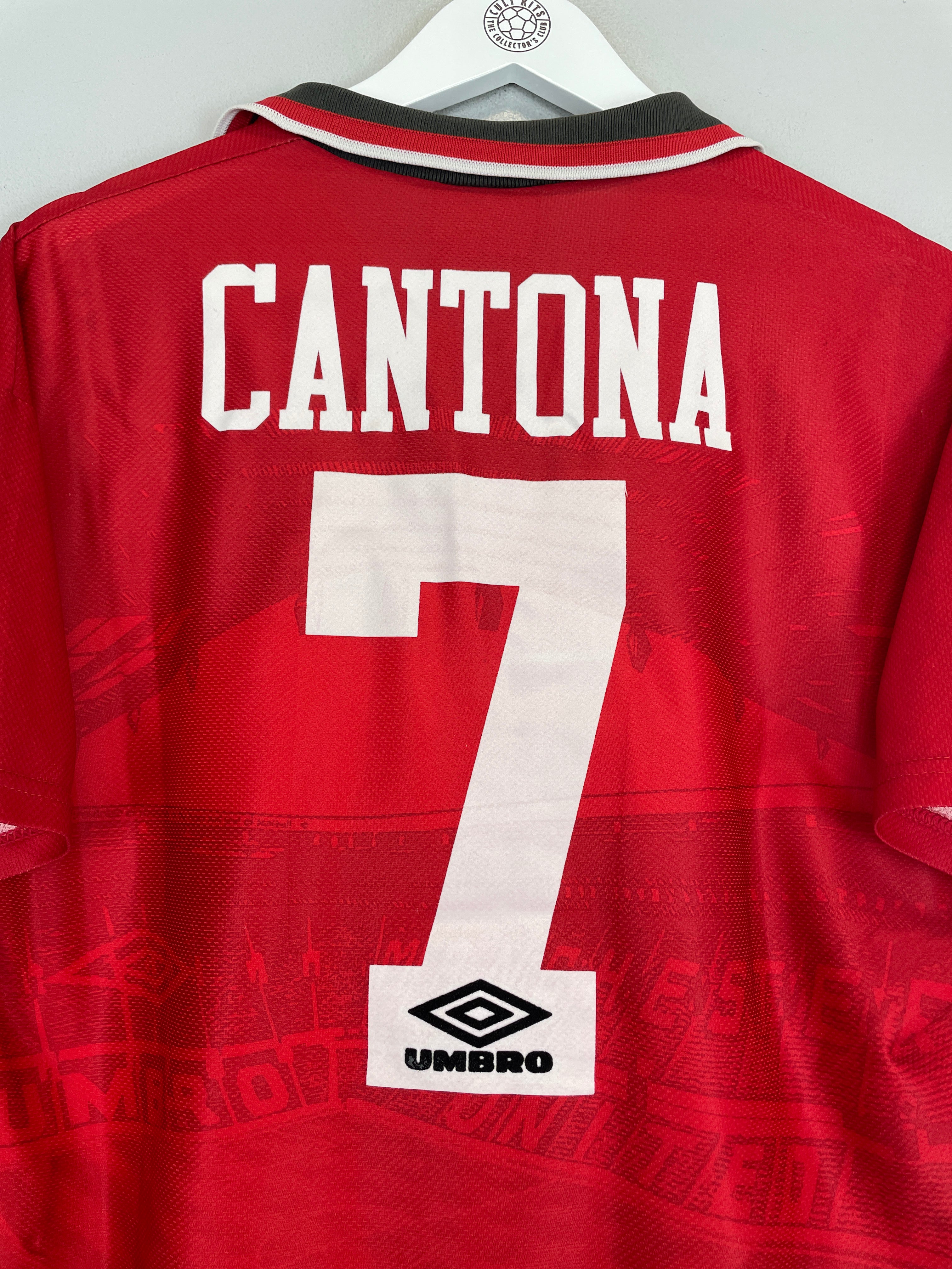Shop 1994/95 MANCHESTER UNITED CANTONA #7 HOME SHIRT (M) UMBRO, classic football shirts, vintage football shirts & retro soccer jerseys at Cult Kits