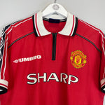 Shop 1998/00 MANCHESTER UNITED BECKHAM #7 HOME SHIRT (M) UMBRO, classic football shirts, vintage football shirts & retro soccer jerseys at Cult Kits