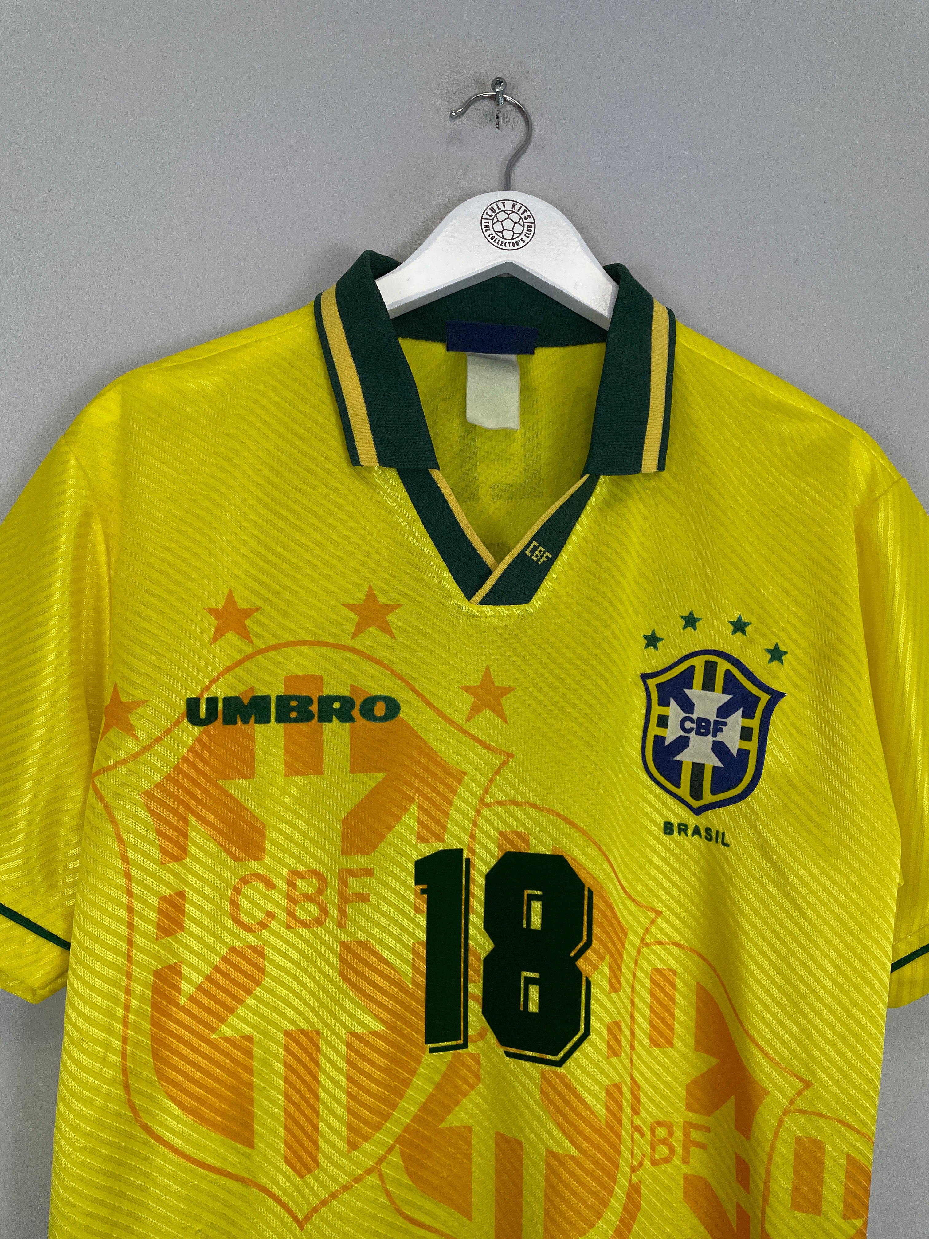 Shop 1994 BRAZIL RONALDINHO #18 HOME SHIRT (M) UMBRO, classic football shirts, vintage football shirts & retro soccer jerseys at Cult Kits