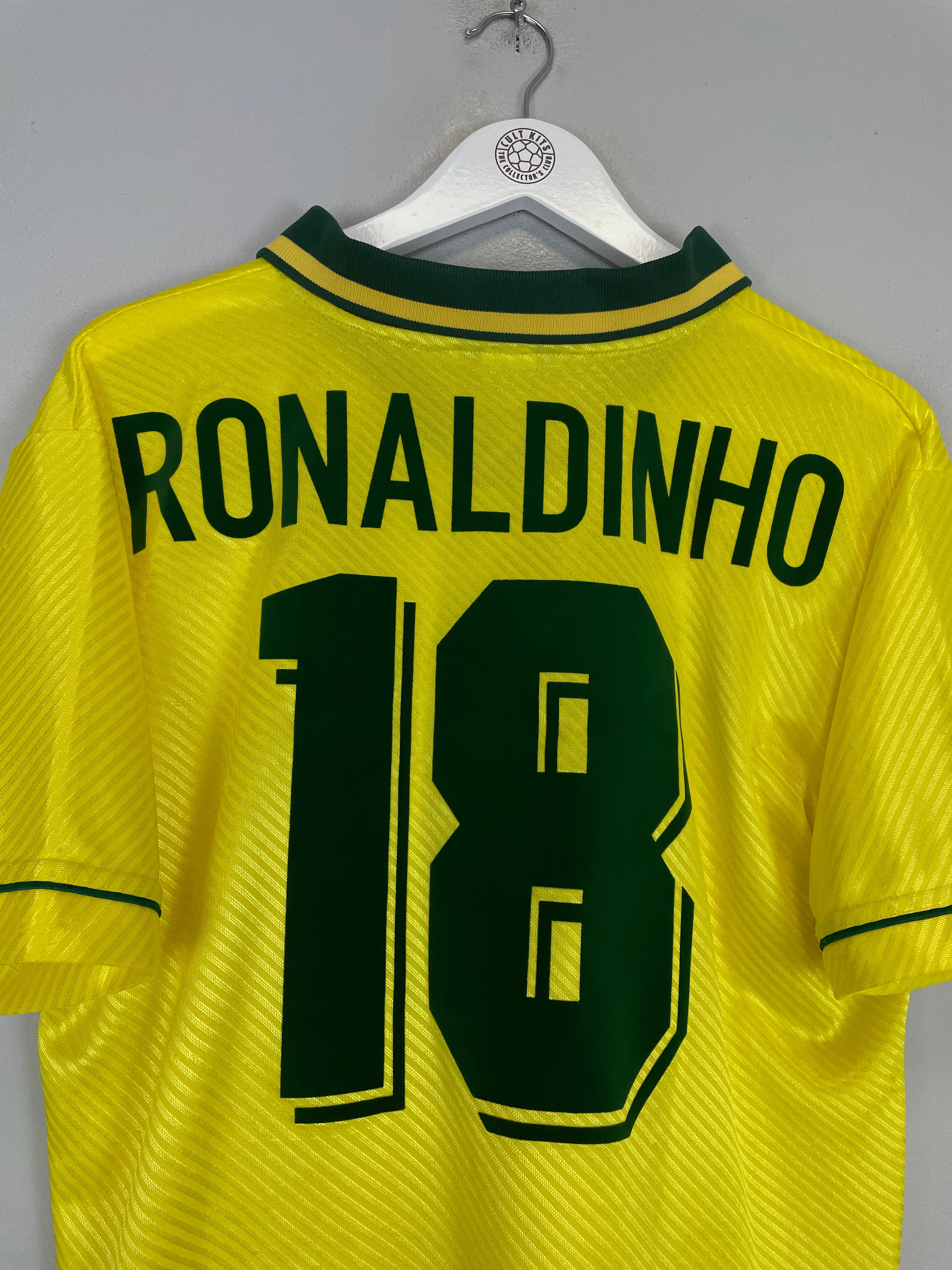Shop 1994 BRAZIL RONALDINHO #18 HOME SHIRT (M) UMBRO, classic football shirts, vintage football shirts & retro soccer jerseys at Cult Kits