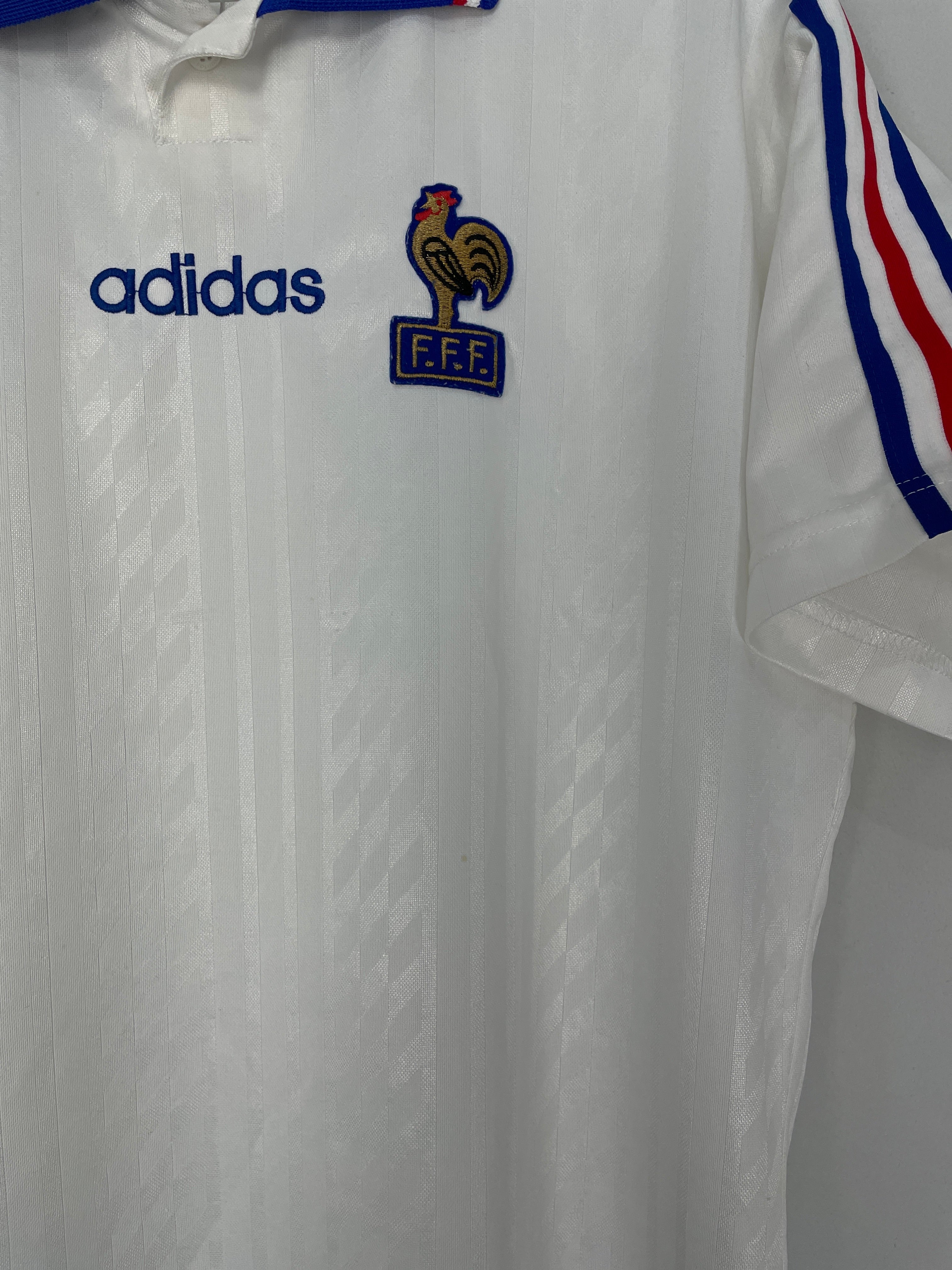 Shop 1994 FRANCE AWAY SHIRT (M) ADIDAS, classic football shirts, vintage football shirts & retro soccer jerseys at Cult Kits