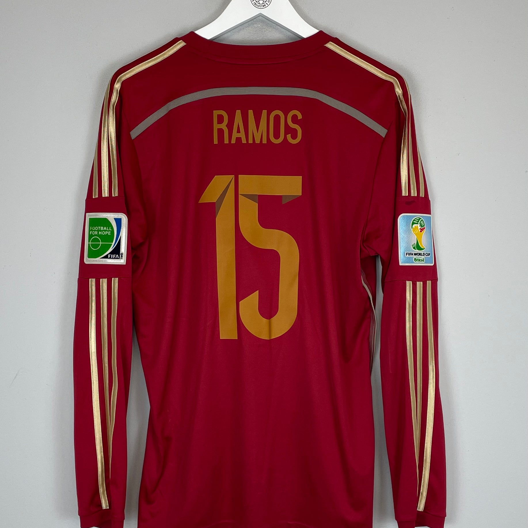 Shop 2013/15 SPAIN RAMOS #15 L/S HOME SHIRT (L) ADIDAS, classic football shirts, vintage football shirts & retro soccer jerseys at Cult Kits
