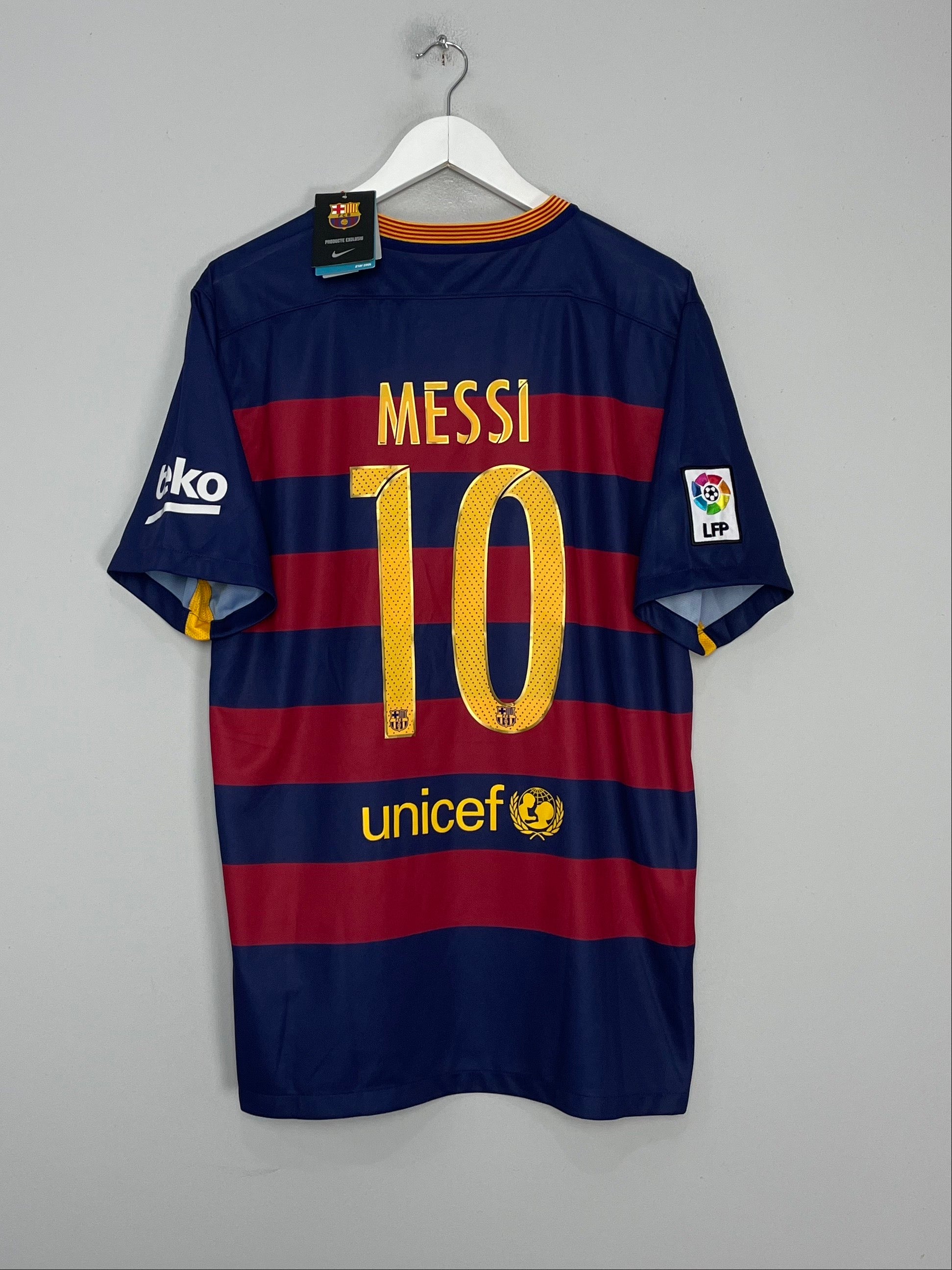 Shop 2015/16 BARCELONA MESSI #10 *BNWT* HOME SHIRT (XL) NIKE, classic football shirts, vintage football shirts & retro soccer jerseys at Cult Kits