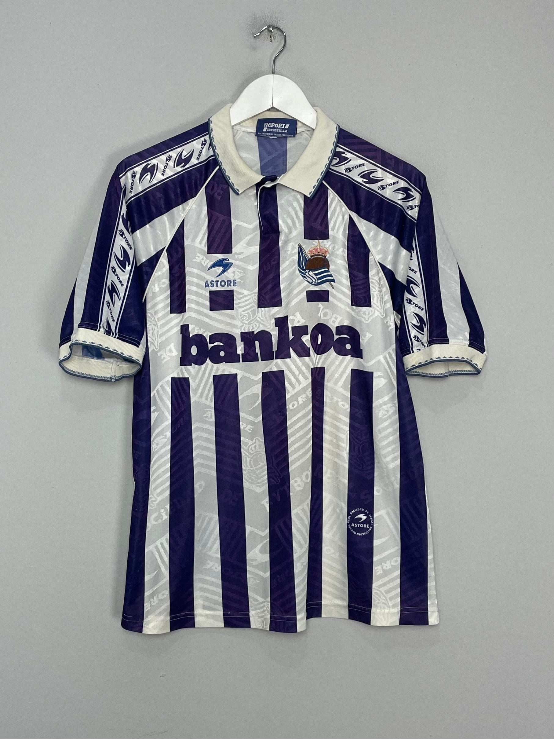 Shop 1994/95 REAL SOCIEDAD HOME SHIRT (L) ASTORE, classic football shirts, vintage football shirts & retro soccer jerseys at Cult Kits