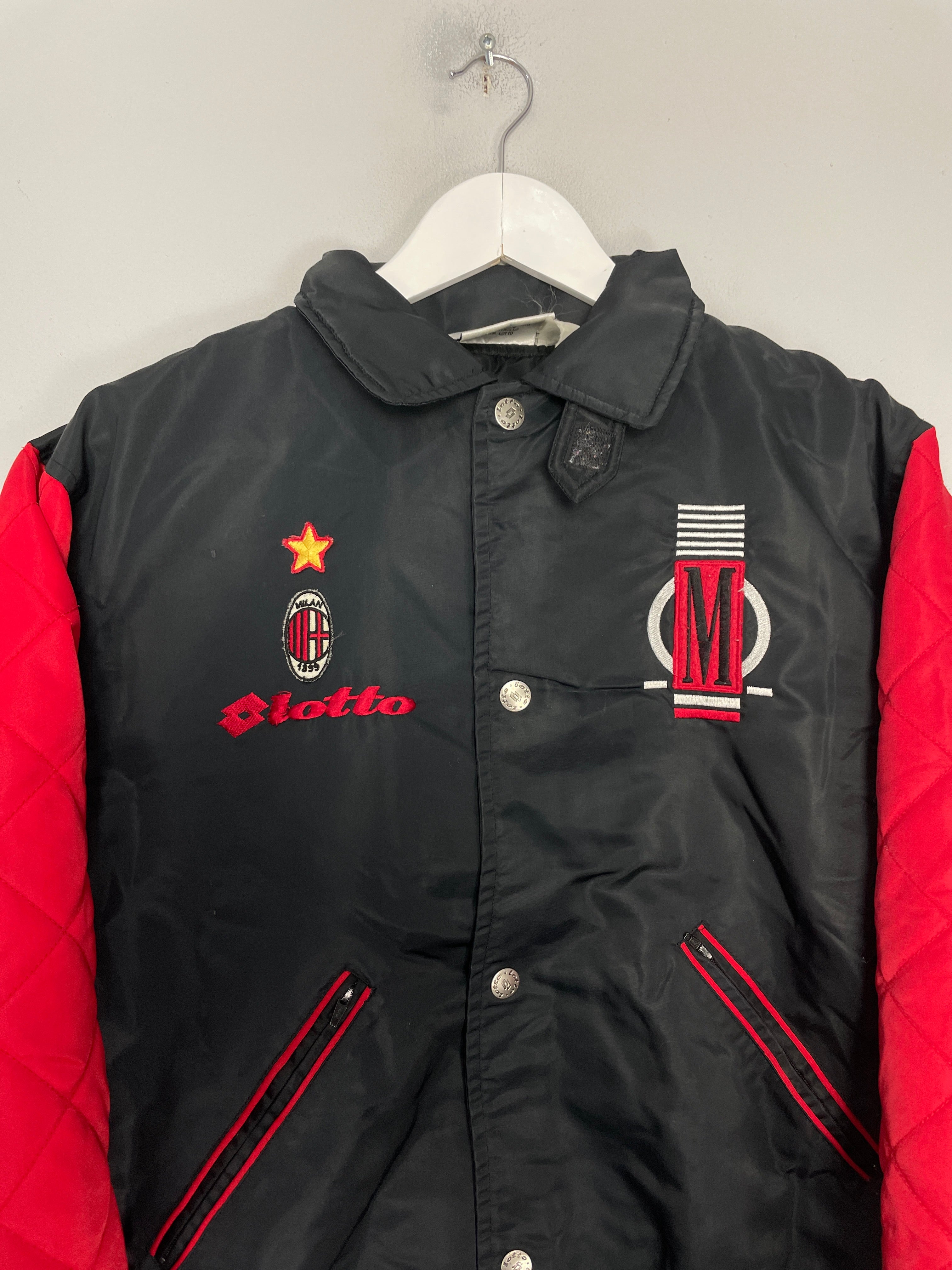 Shop 1990'S AC MILAN BOMBER JACKET (S) LOTTO, classic football shirts, vintage football shirts & retro soccer jerseys at Cult Kits