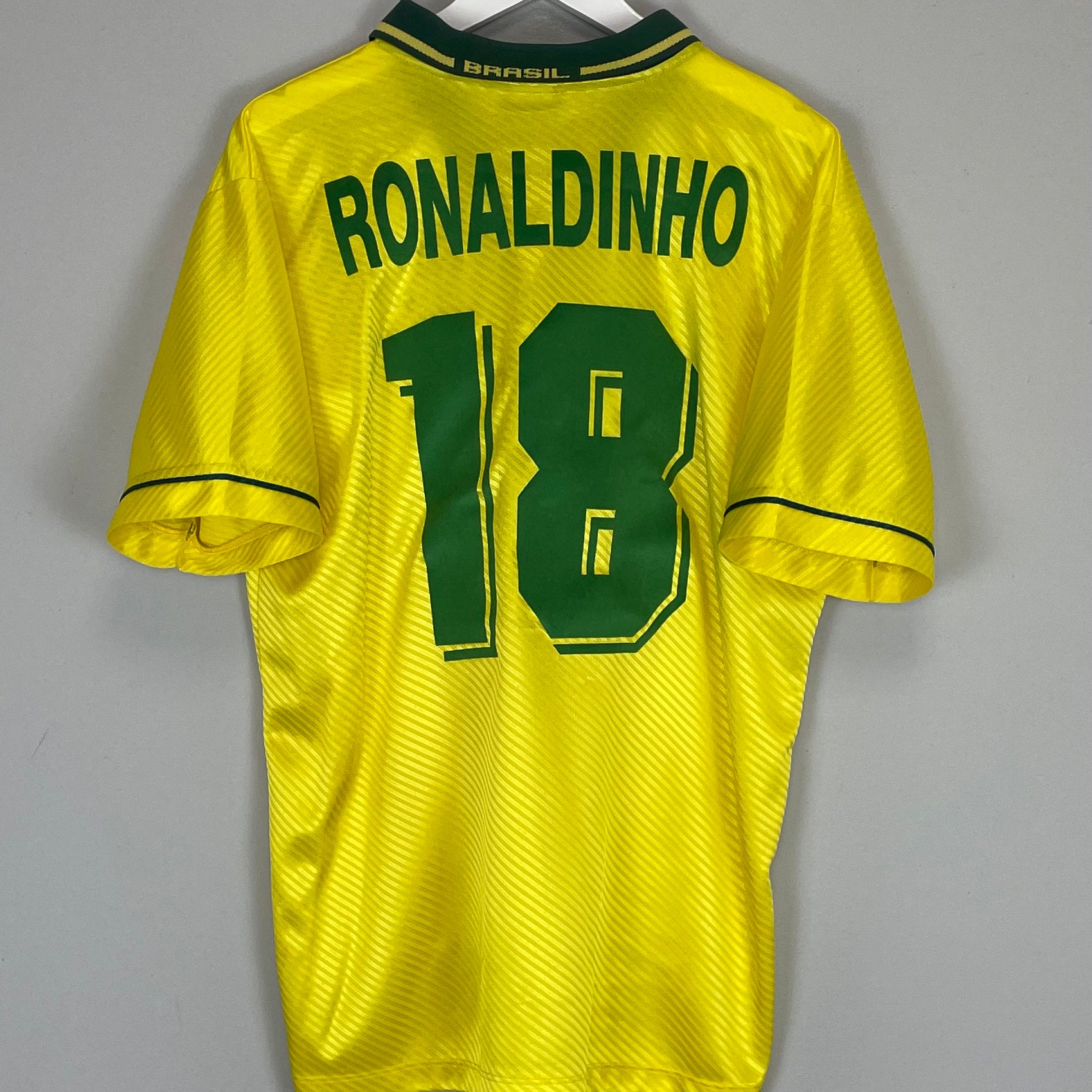 Shop 1994 BRAZIL RONALDINHO #18 HOME SHIRT (L) UMBRO, classic football shirts, vintage football shirts & retro soccer jerseys at Cult Kits