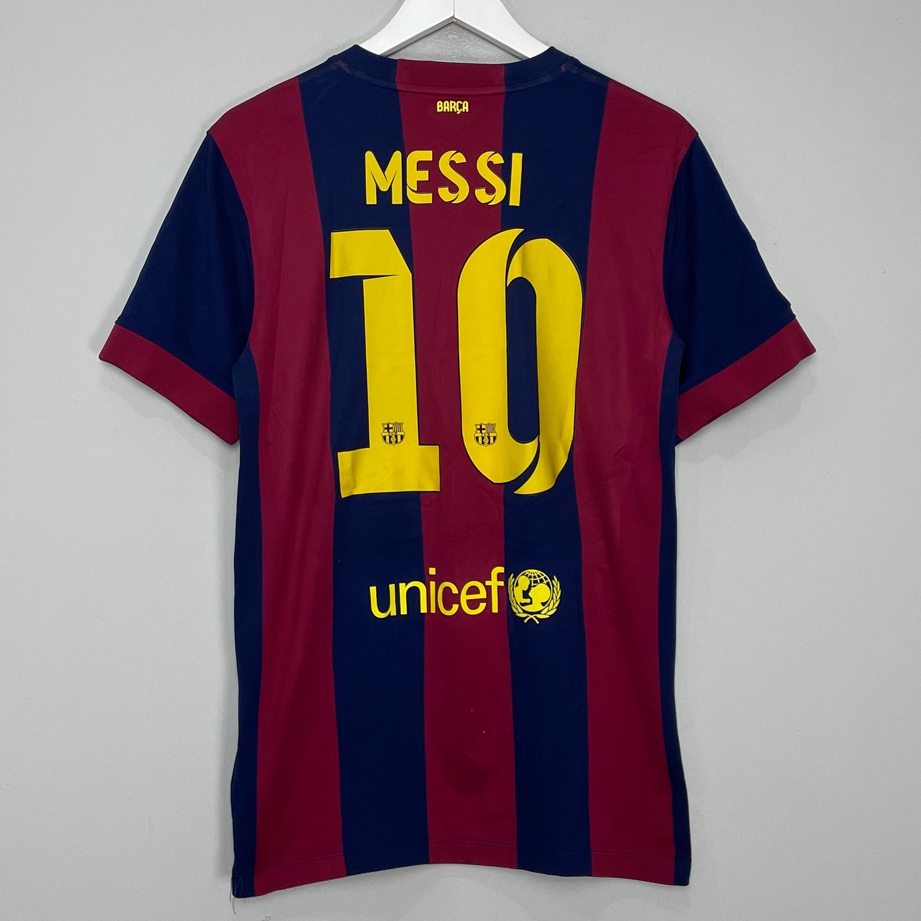 Shop 2014/15 BARCELONA MESSI #10 HOME SHIRT (M) NIKE, classic football shirts, vintage football shirts & retro soccer jerseys at Cult Kits