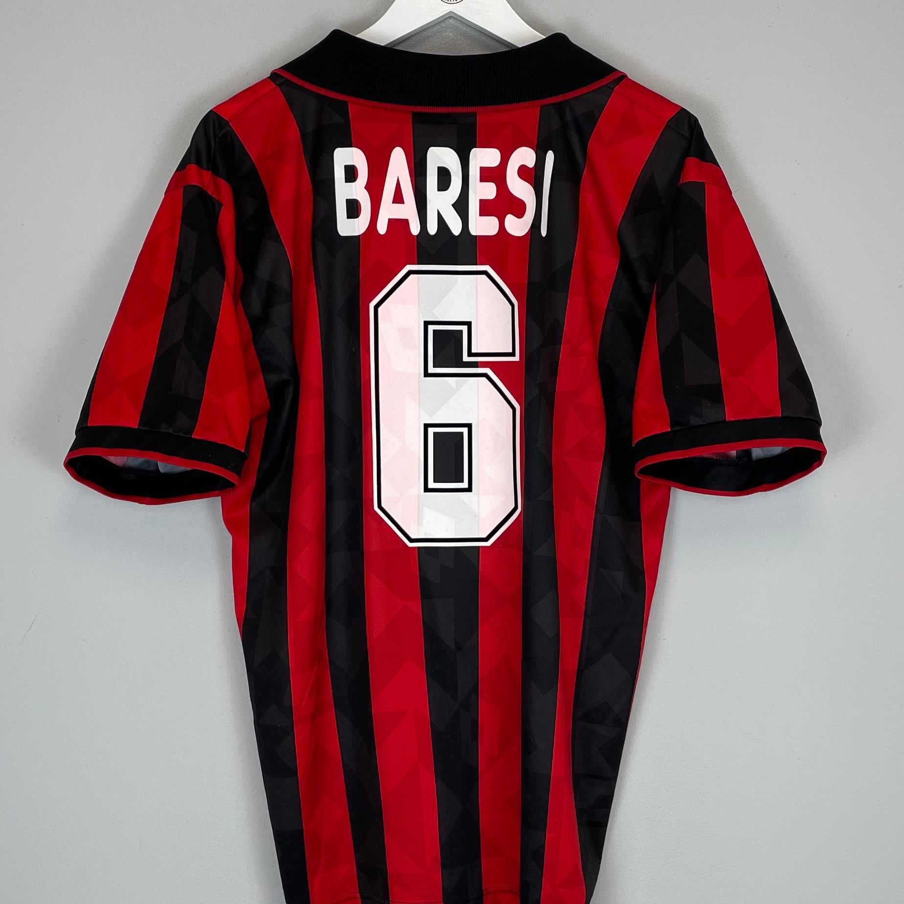 Shop 1994/95 AC MILAN BARESI #6 HOME SHIRT (L) LOTTO, classic football shirts, vintage football shirts & retro soccer jerseys at Cult Kits
