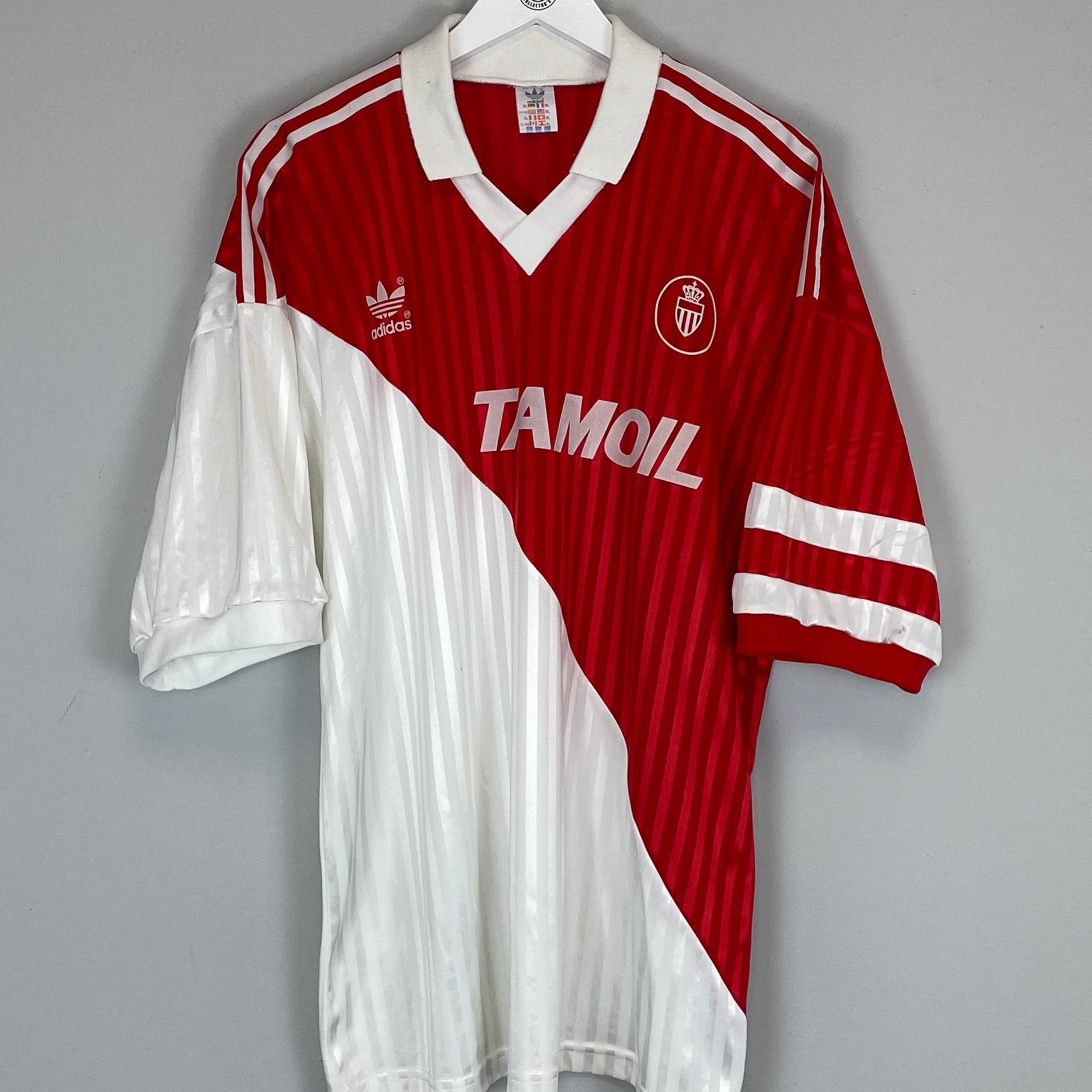 Shop 1990/91 MONACO HOME SHIRT (XL) ADIDAS, classic football shirts, vintage football shirts & retro soccer jerseys at Cult Kits