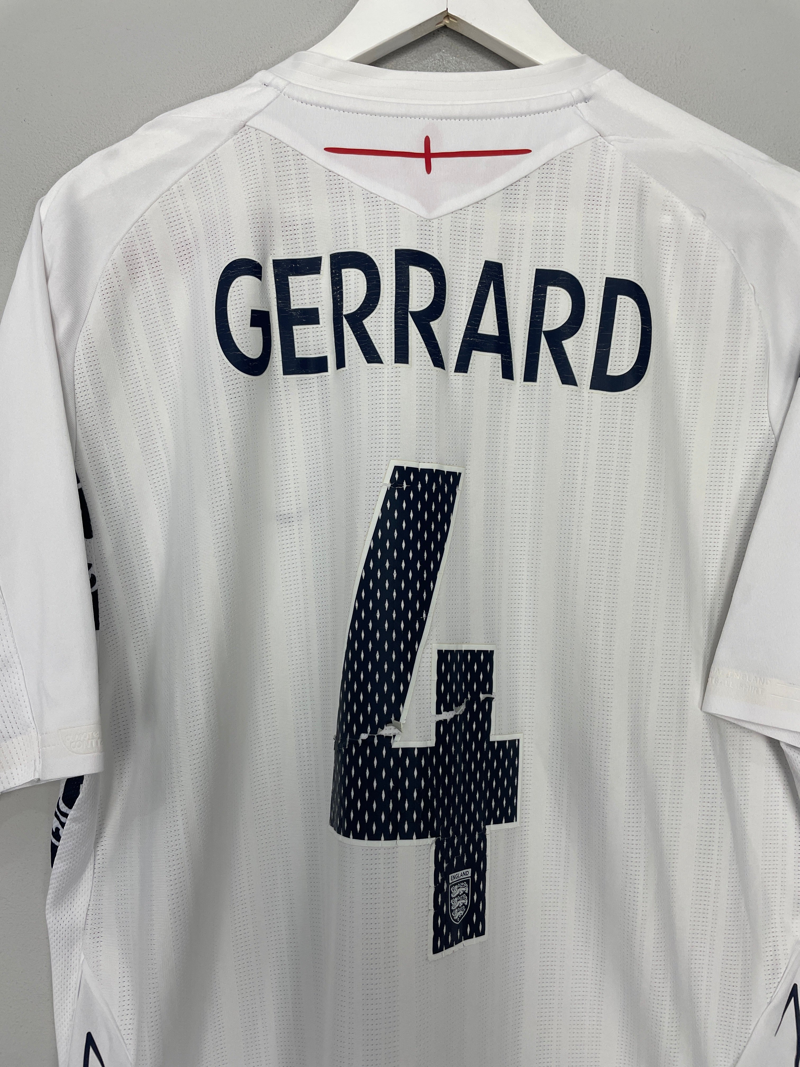 Shop 2007/09 ENGLAND GERRARD #4 HOME SHIRT (XL) UMBRO, classic football shirts, vintage football shirts & retro soccer jerseys at Cult Kits