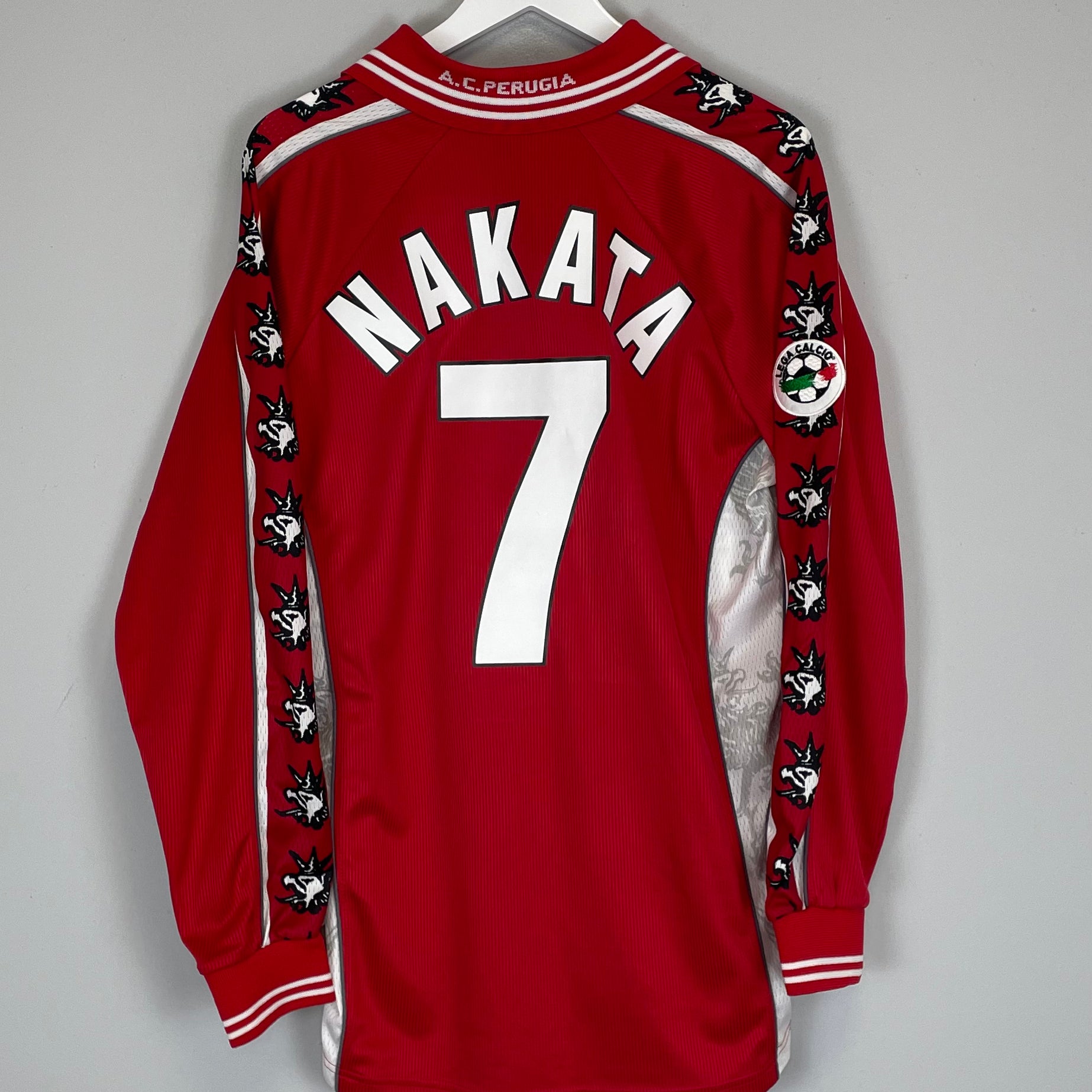 Shop 1999/00 PERUGIA NAKATA #7 L/S HOME SHIRT (XL) GALEX, classic football shirts, vintage football shirts & retro soccer jerseys at Cult Kits