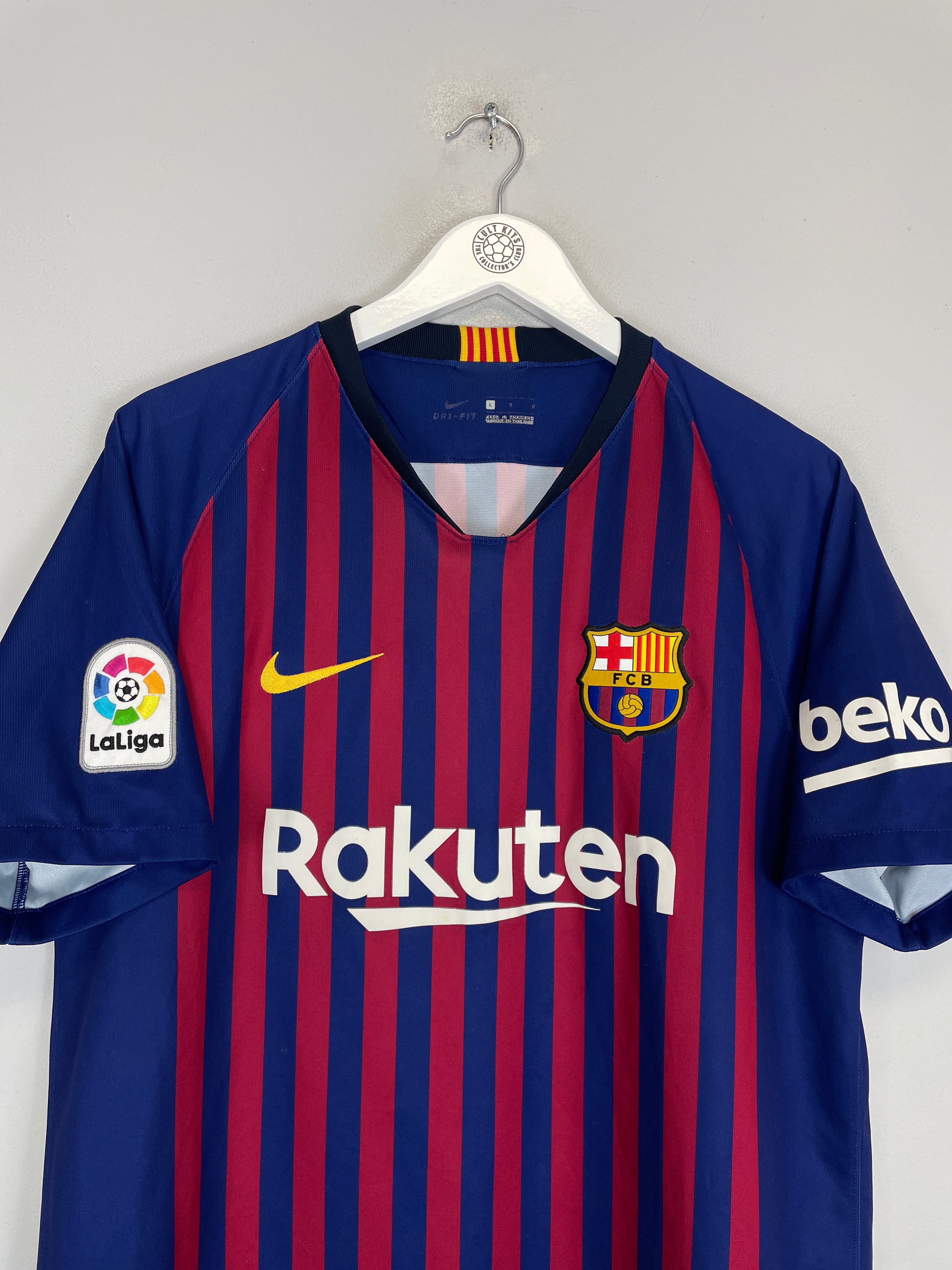 Shop 2018/19 BARCELONA HOME SHIRT (L) NIKE, classic football shirts, vintage football shirts & retro soccer jerseys at Cult Kits