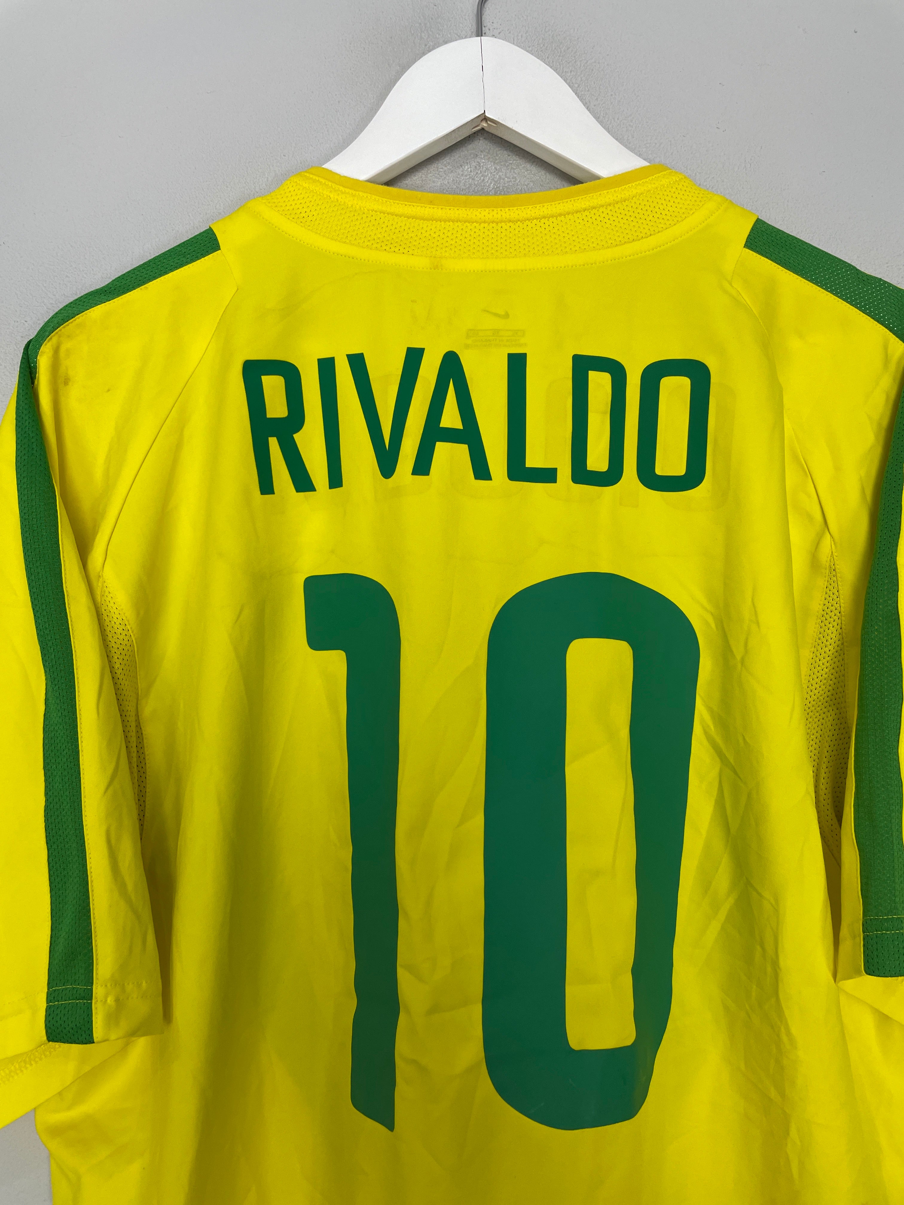 Shop 2002/04 BRAZIL RIVALDO #10 HOME SHIRT (XL) NIKE, classic football shirts, vintage football shirts & retro soccer jerseys at Cult Kits