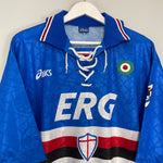 Shop 1994/95 SAMPDORIA HOME SHIRT (XL) ASICS, classic football shirts, vintage football shirts & retro soccer jerseys at Cult Kits