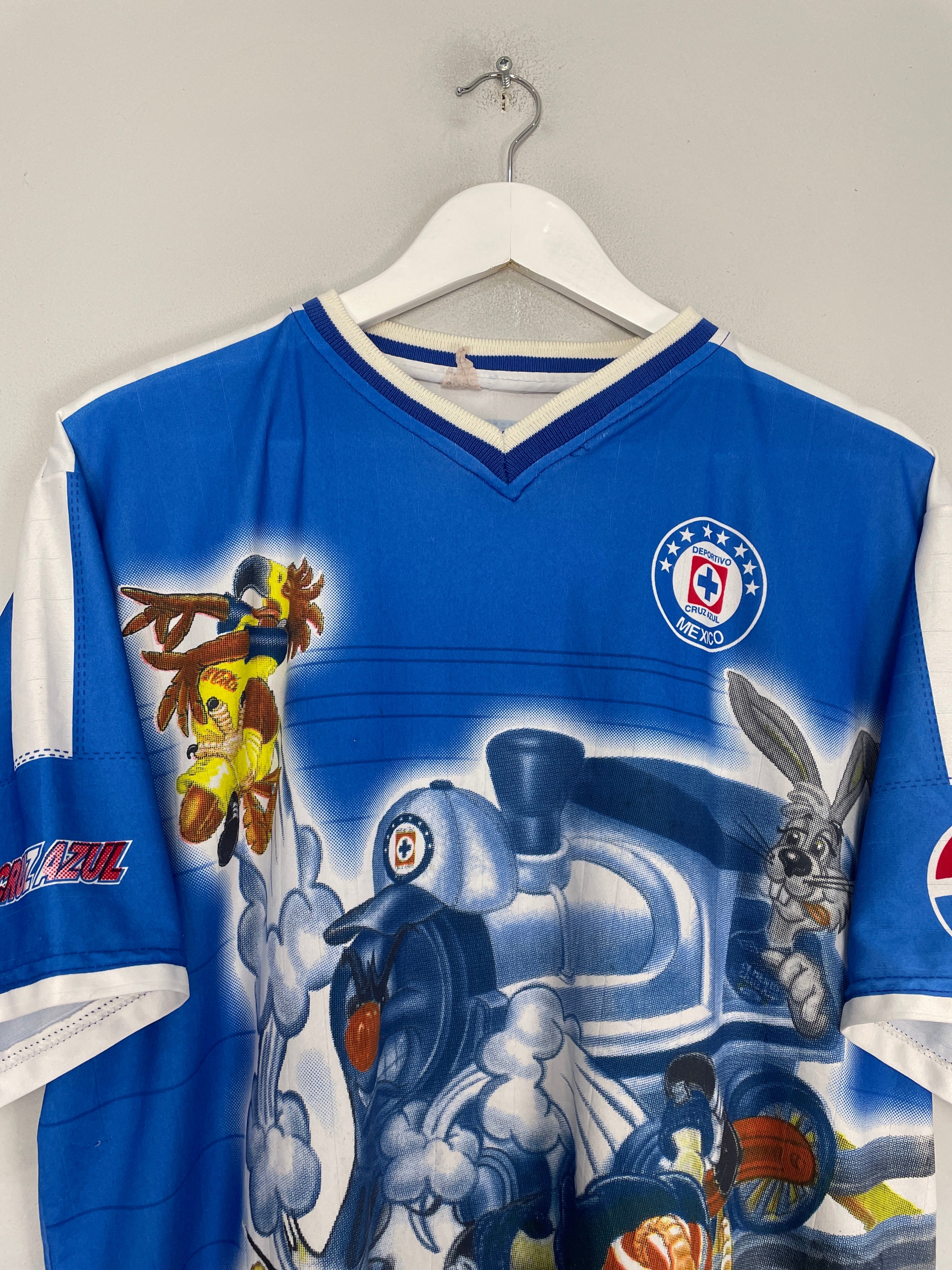 Shop 1998 CRUZ AZUL BOOTLEG SHIRT (L) FAN SHIRT, classic football shirts, vintage football shirts & retro soccer jerseys at Cult Kits
