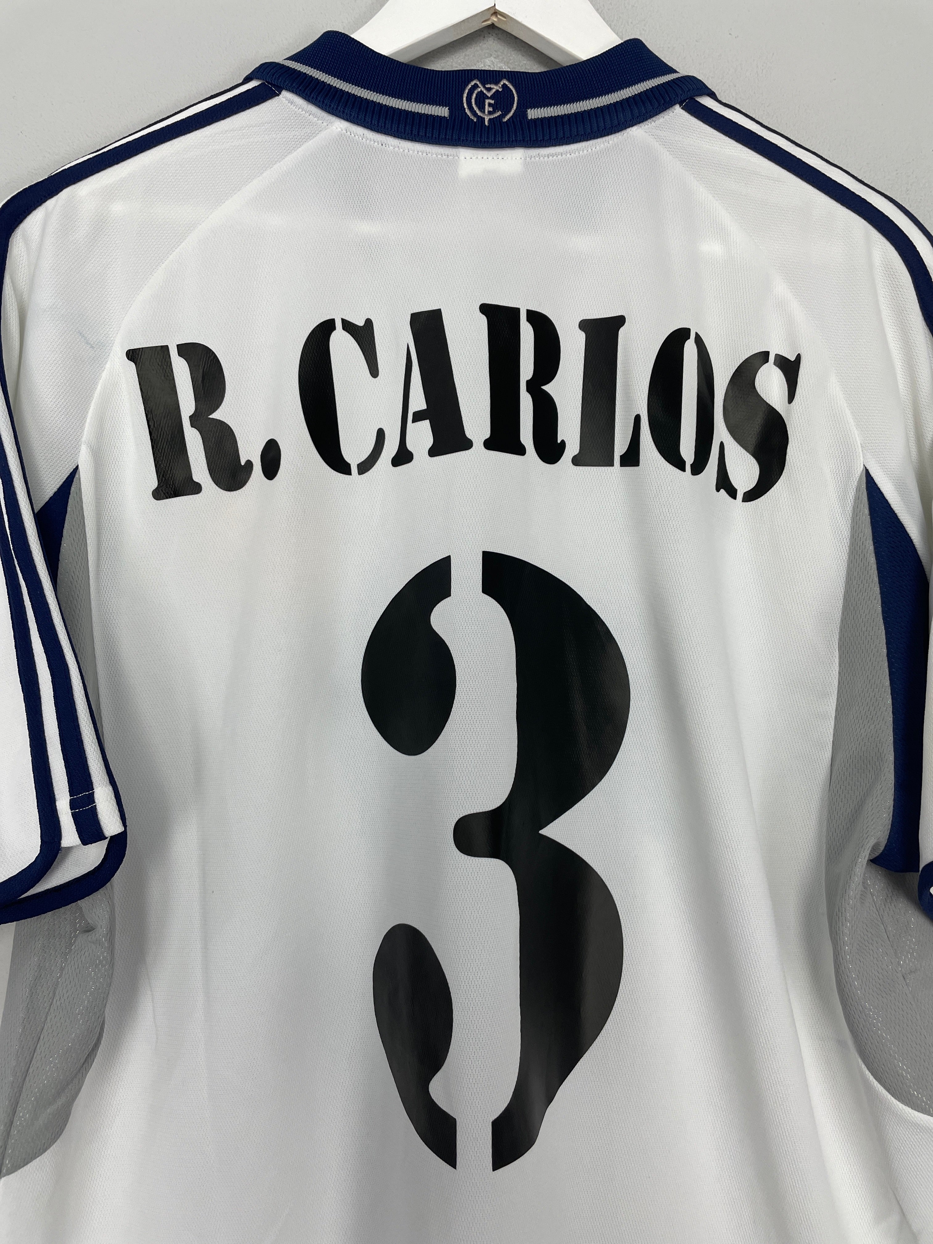 Shop 2000/01 REAL MADRID R.CARLOS #3 HOME SHIRT (XL) ADIDAS, classic football shirts, vintage football shirts & retro soccer jerseys at Cult Kits