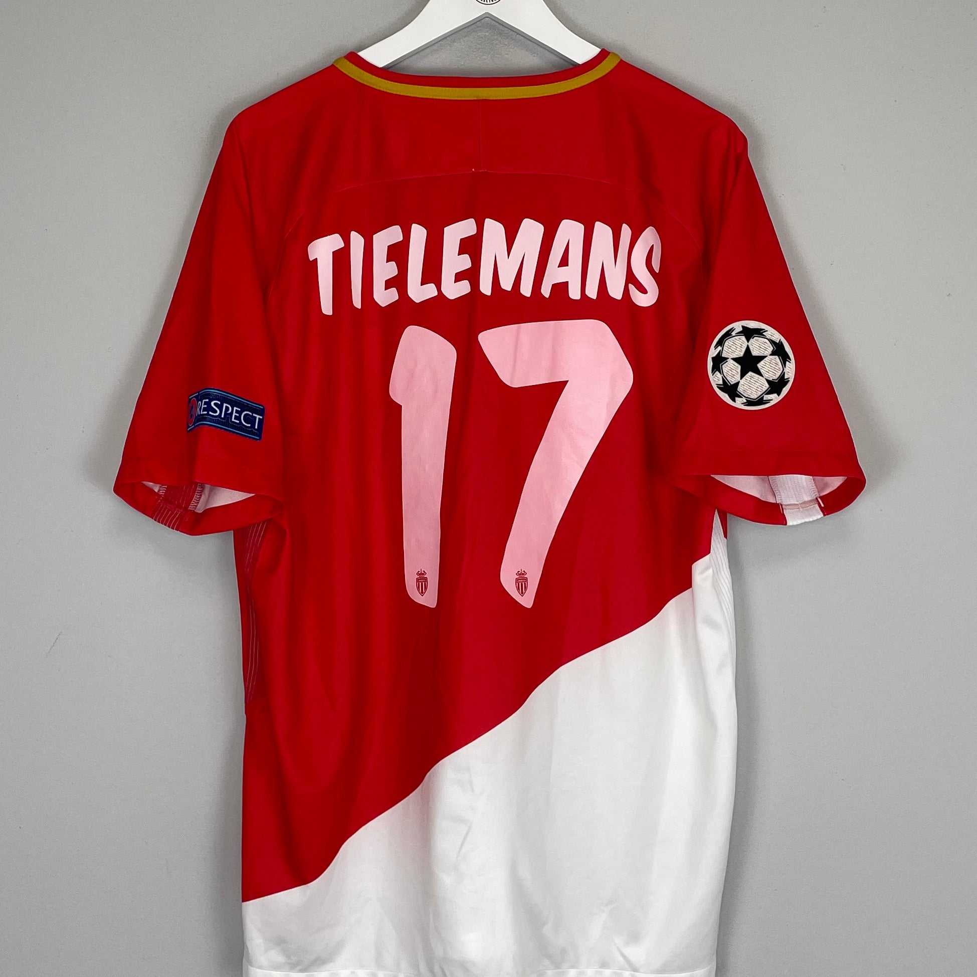Shop 2017/18 MONACO TIELEMANS #17 C/L HOME SHIRT (XL) NIKE, classic football shirts, vintage football shirts & retro soccer jerseys at Cult Kits