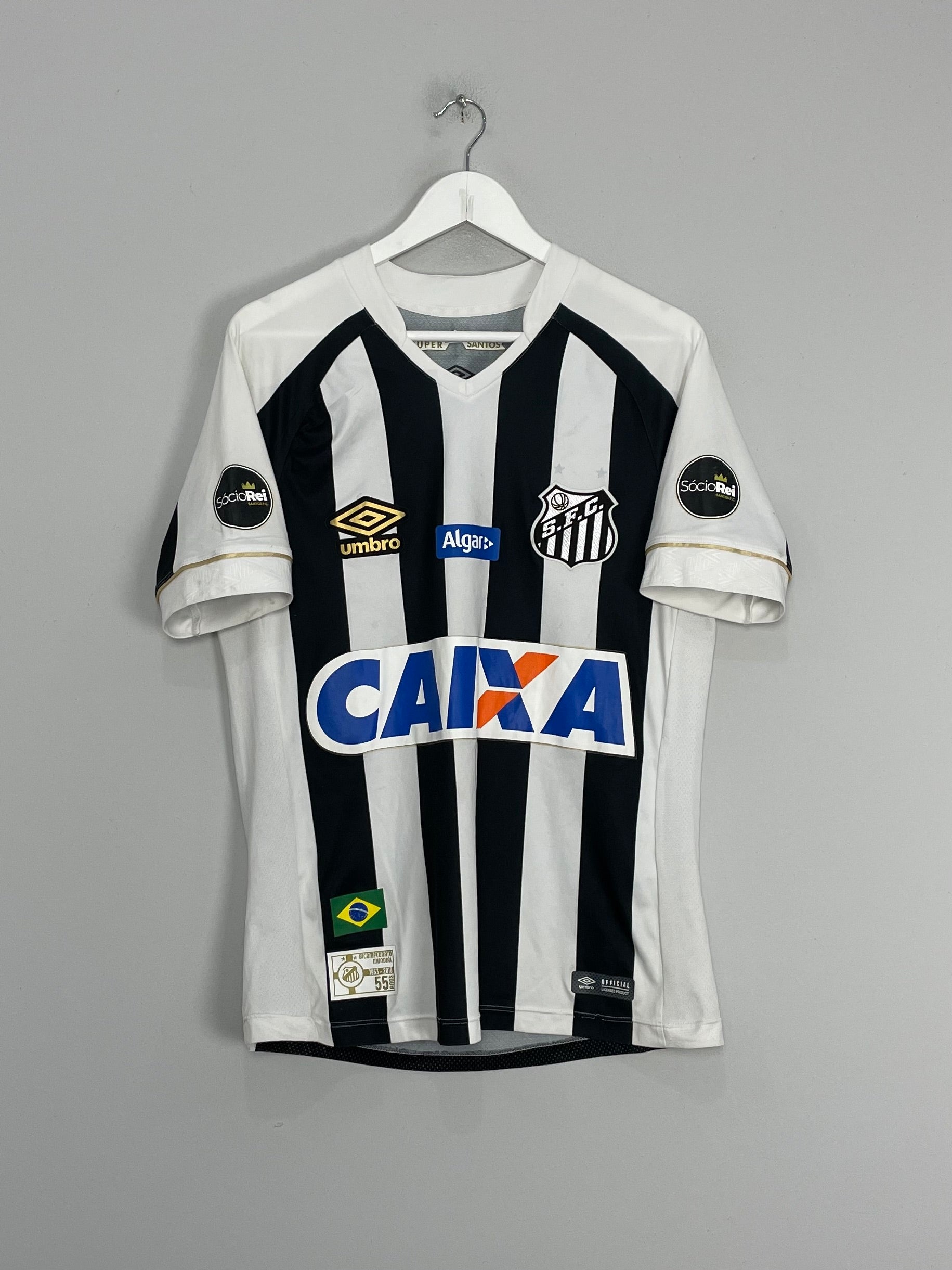 Shop 2018/19 SANTOS JEAN MOTA #3 HOME SHIRT (M) UMBRO, classic football shirts, vintage football shirts & retro soccer jerseys at Cult Kits