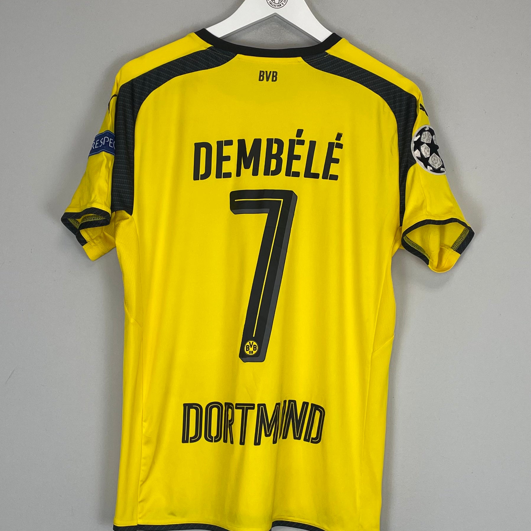 Shop 2016/17 DORTMUND DEMBELE #7 C/L HOME SHIRT (M) PUMA, classic football shirts, vintage football shirts & retro soccer jerseys at Cult Kits