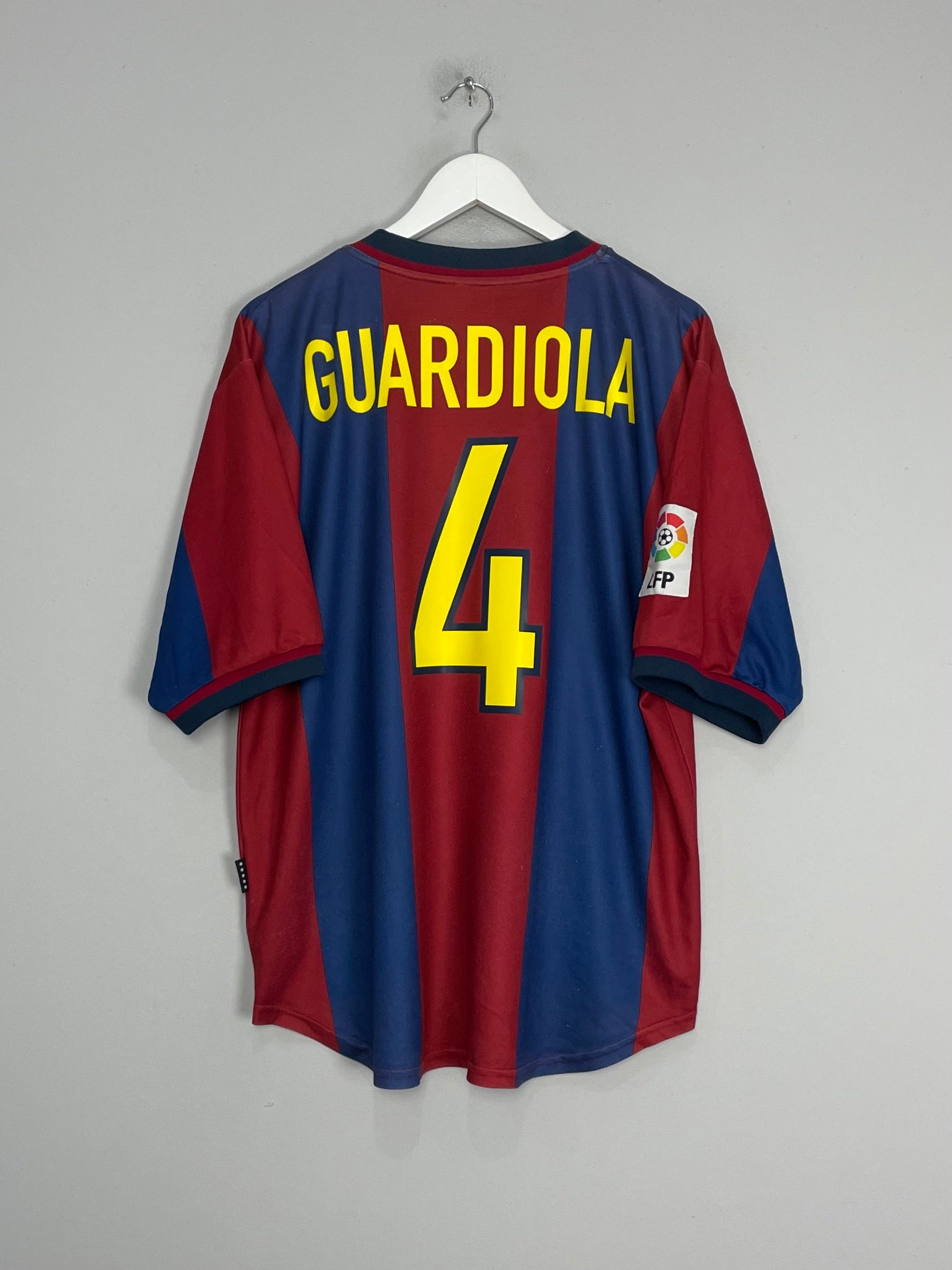 Shop 1998/00 BARCELONA GUARDIOLA #4 HOME SHIRT (L) NIKE, classic football shirts, vintage football shirts & retro soccer jerseys at Cult Kits