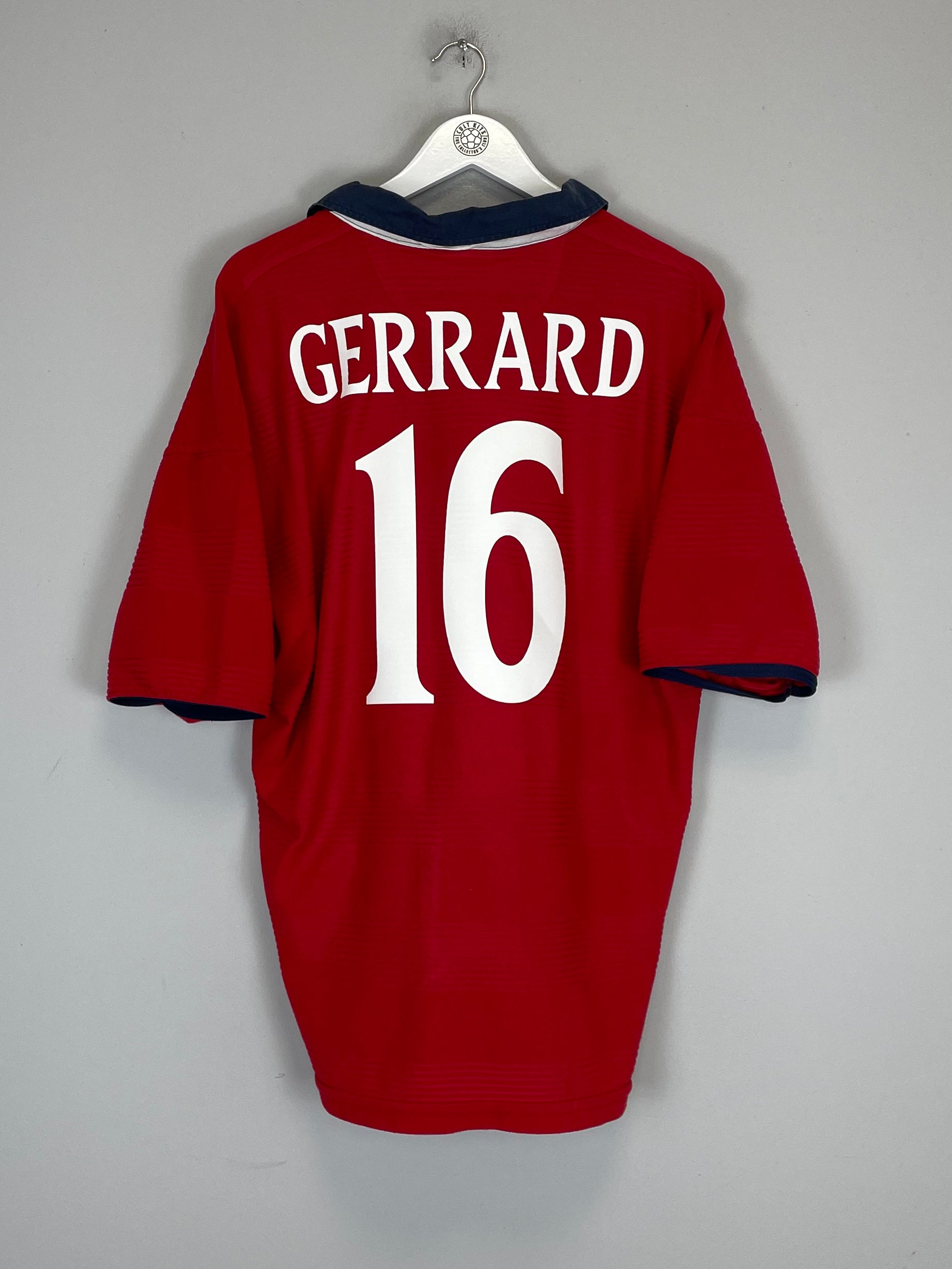 Shop 1999/01 ENGLAND GERRARD #16 AWAY SHIRT (XL) UMBRO, classic football shirts, vintage football shirts & retro soccer jerseys at Cult Kits