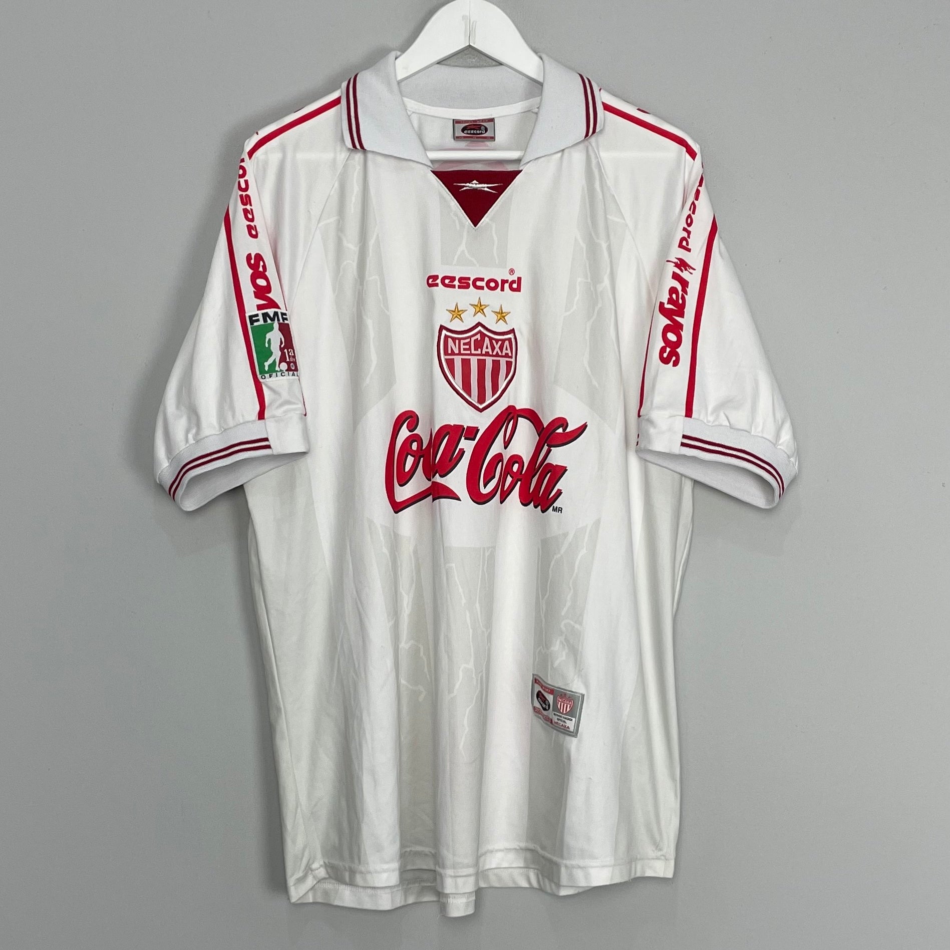 Shop 1999/00 NECAXA AWAY SHIRT (XL) EESCORD, classic football shirts, vintage football shirts & retro soccer jerseys at Cult Kits