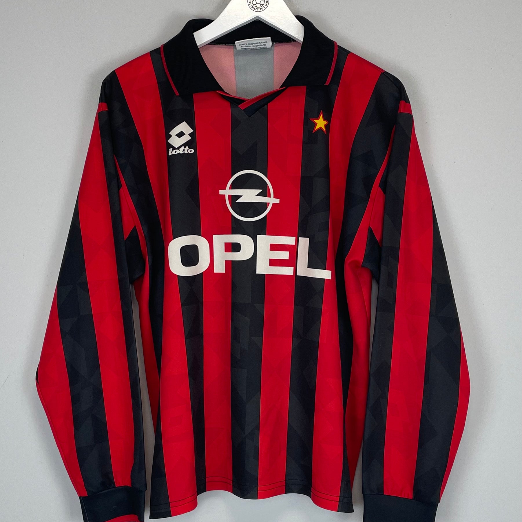 Shop 1994/95 AC MILAN L/S HOME SHIRT (M) LOTTO, classic football shirts, vintage football shirts & retro soccer jerseys at Cult Kits
