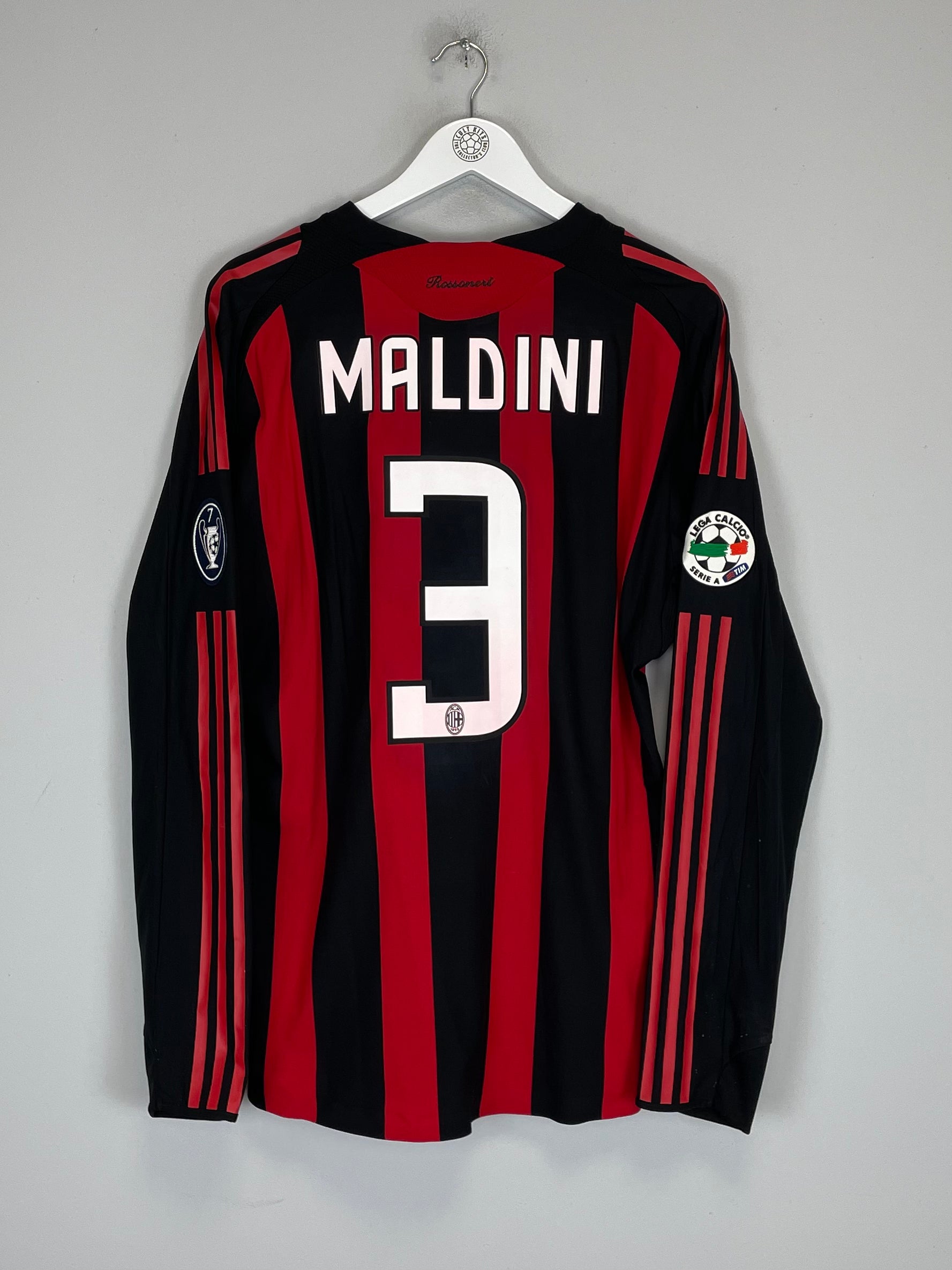 Shop 2008/09 AC MILAN MALDINI #3 *PLAYER ISSUE* L/S HOME SHIRT (XL) ADIDAS, classic football shirts, vintage football shirts & retro soccer jerseys at Cult Kits