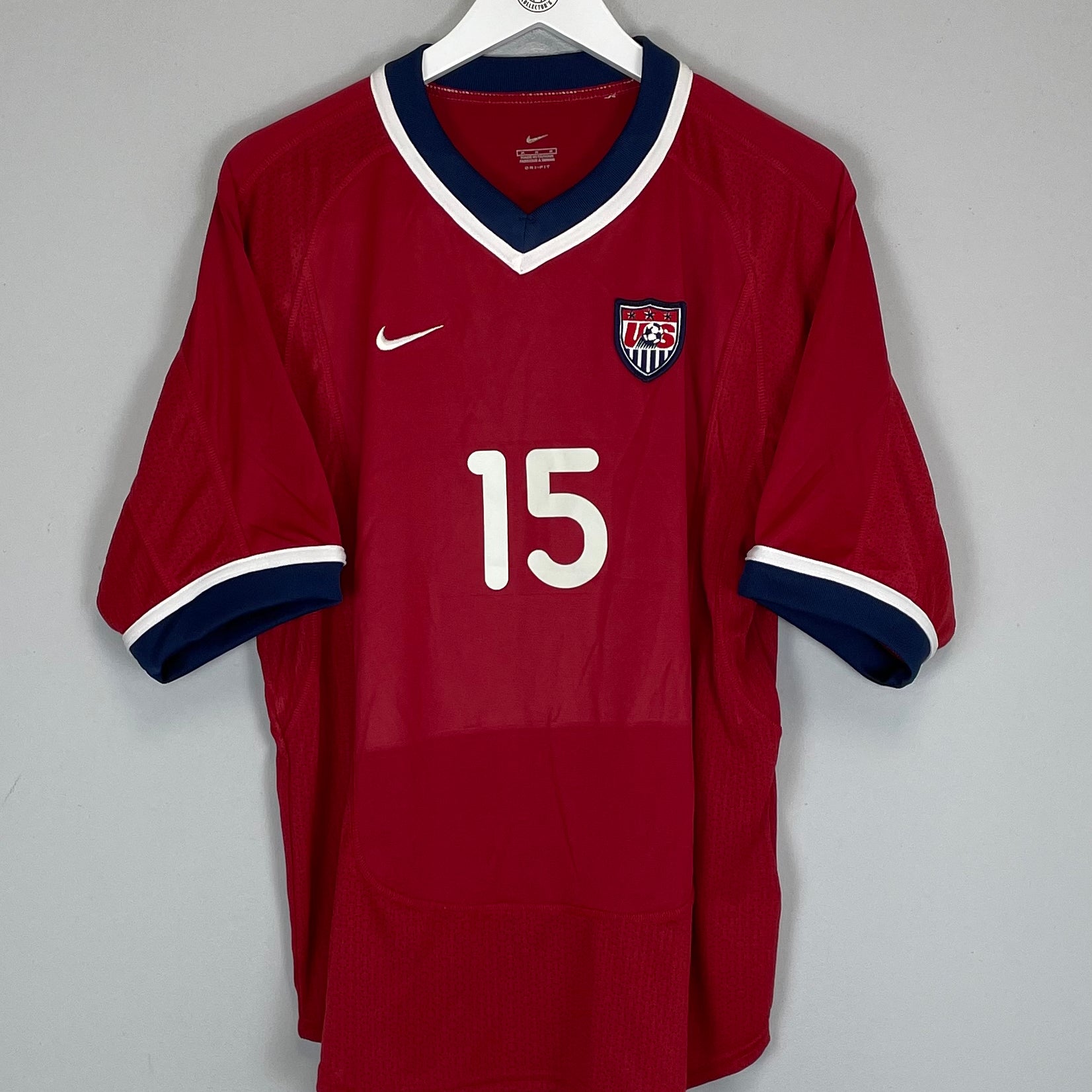 Shop 2000/02 USA STONE #15 AWAY SHIRT (M) NIKE, classic football shirts, vintage football shirts & retro soccer jerseys at Cult Kits
