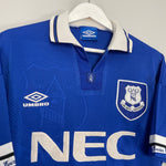 Shop 1993/95 EVERTON HOME SHIRT (L) UMBRO, classic football shirts, vintage football shirts & retro soccer jerseys at Cult Kits