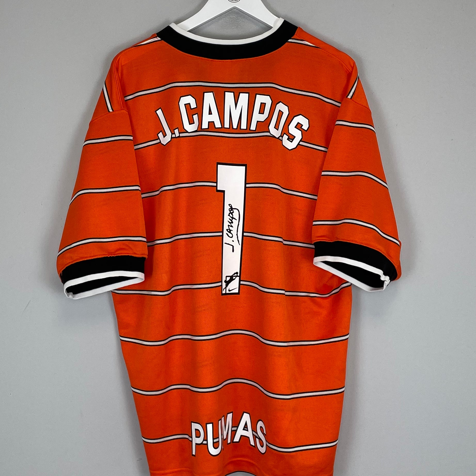 Shop 1997/98 UNAM PUMAS J.CAMPOS #1 GK SHIRT (XL) NIKE, classic football shirts, vintage football shirts & retro soccer jerseys at Cult Kits