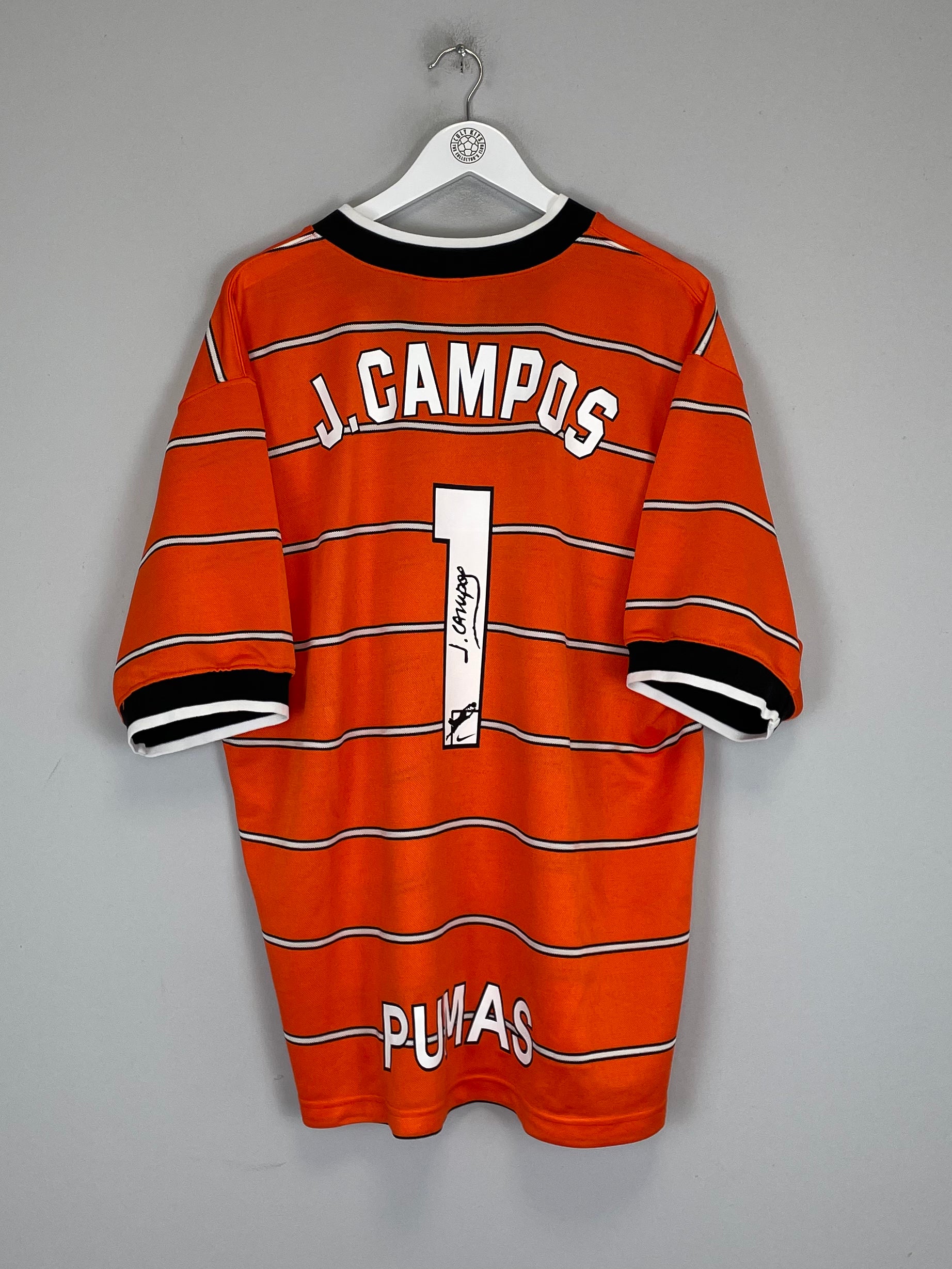 Shop 1997/98 UNAM PUMAS J.CAMPOS #1 GK SHIRT (XL) NIKE, classic football shirts, vintage football shirts & retro soccer jerseys at Cult Kits