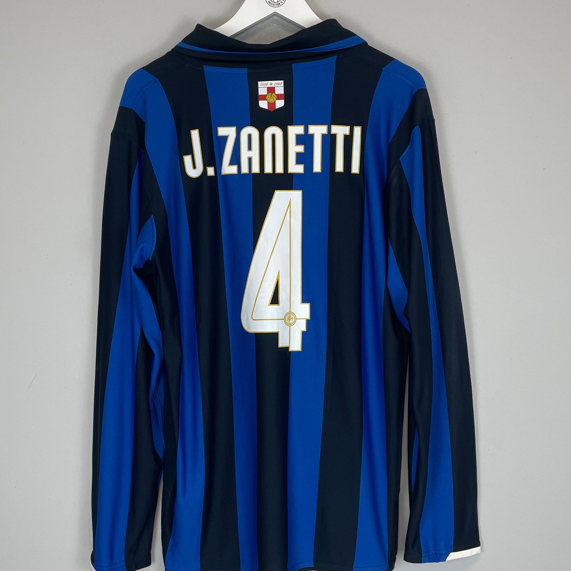 2007/08 INTER MILAN J.ZANETTI #4 *CENTENARY* L/S HOME SHIRT (L