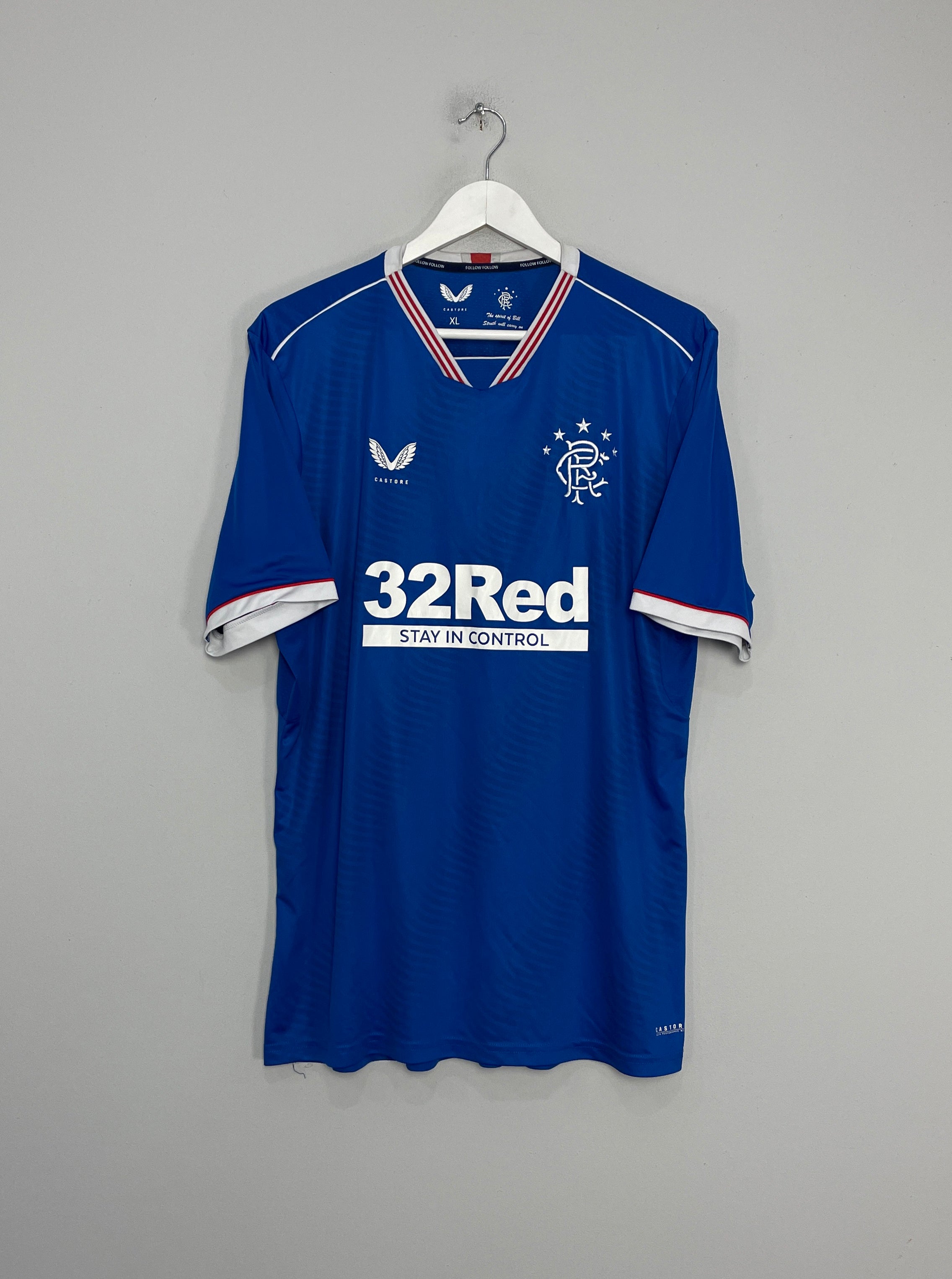 Shop 2020/21 RANGERS HOME SHIRT (XL) CASTORE, classic football shirts, vintage football shirts & retro soccer jerseys at Cult Kits