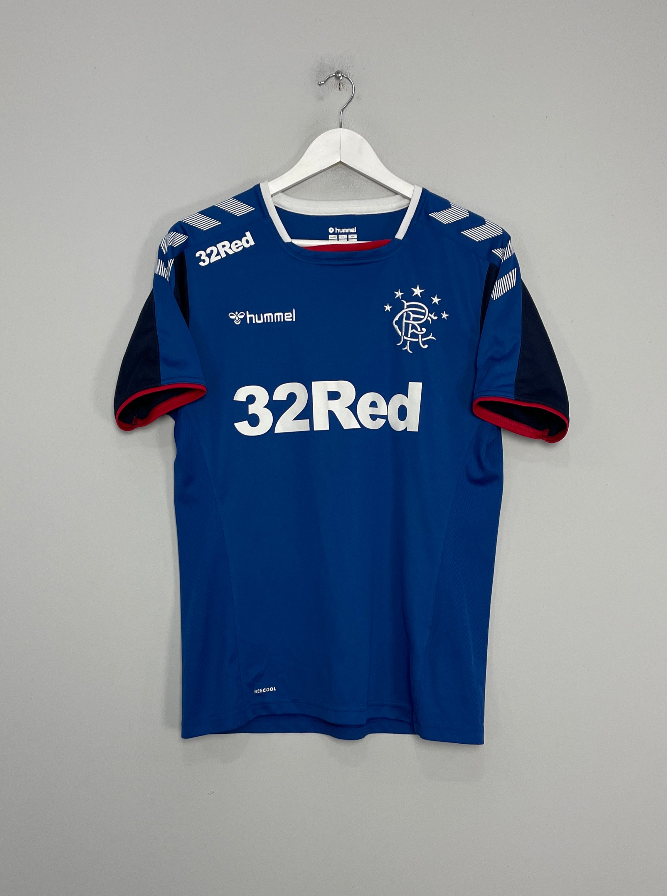 Shop 2018/19 RANGERS TRAINING SHIRT (M) HUMMEL, classic football shirts, vintage football shirts & retro soccer jerseys at Cult Kits