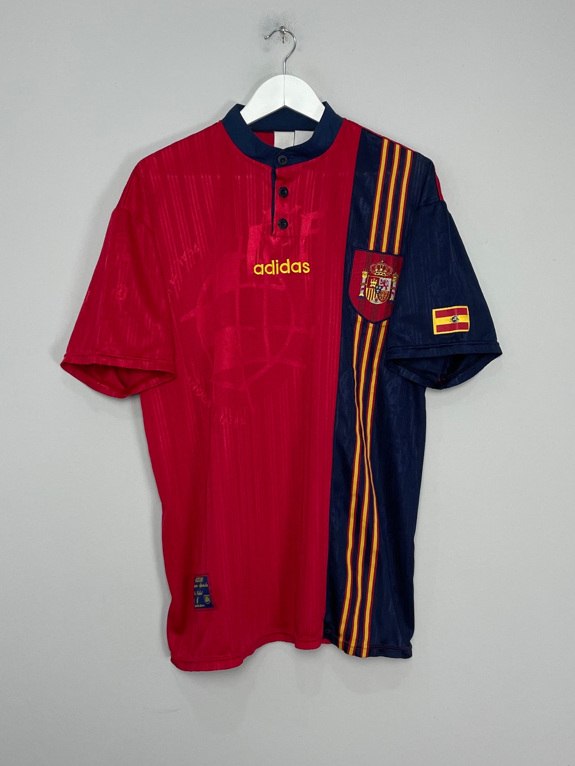 Shop 1996/98 SPAIN HOME SHIRT (M) ADIDAS, classic football shirts, vintage football shirts & retro soccer jerseys at Cult Kits
