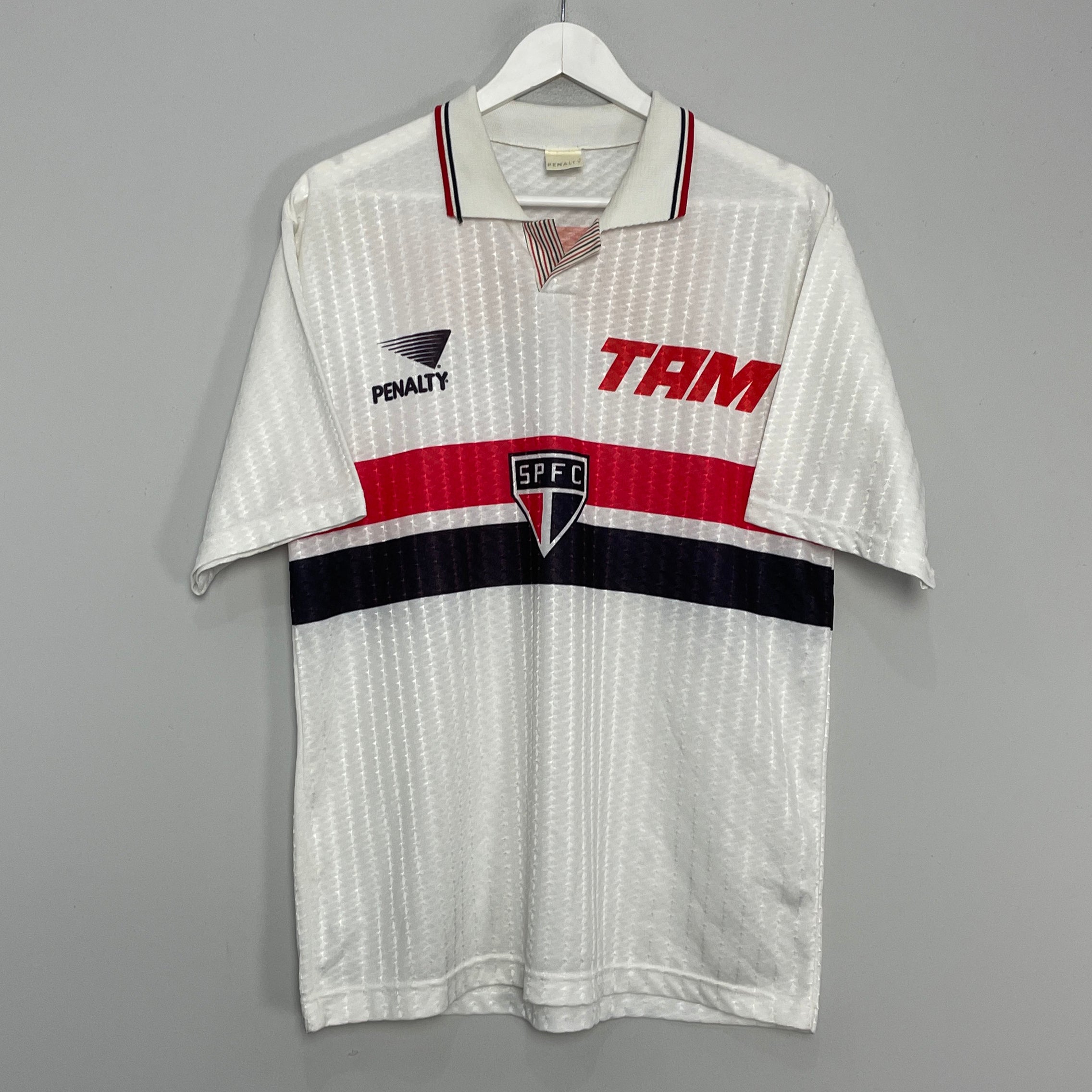 Shop 1993/95 SAO PAULO HOME SHIRT (L) PENALTY, classic football shirts, vintage football shirts & retro soccer jerseys at Cult Kits