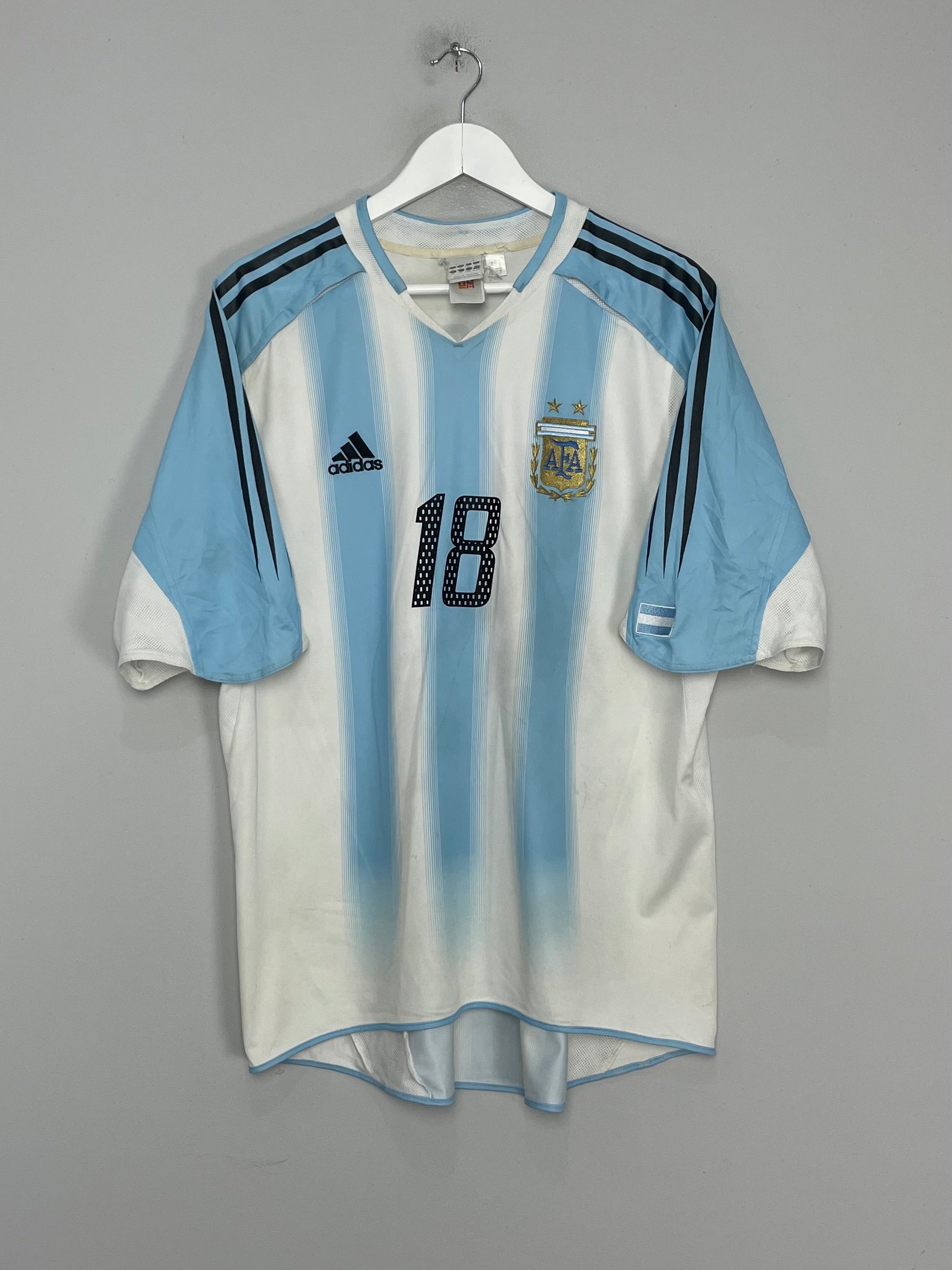 Shop 2004/06 ARGENTINA MESSI #18 HOME SHIRT (XL) ADIDAS, classic football shirts, vintage football shirts & retro soccer jerseys at Cult Kits