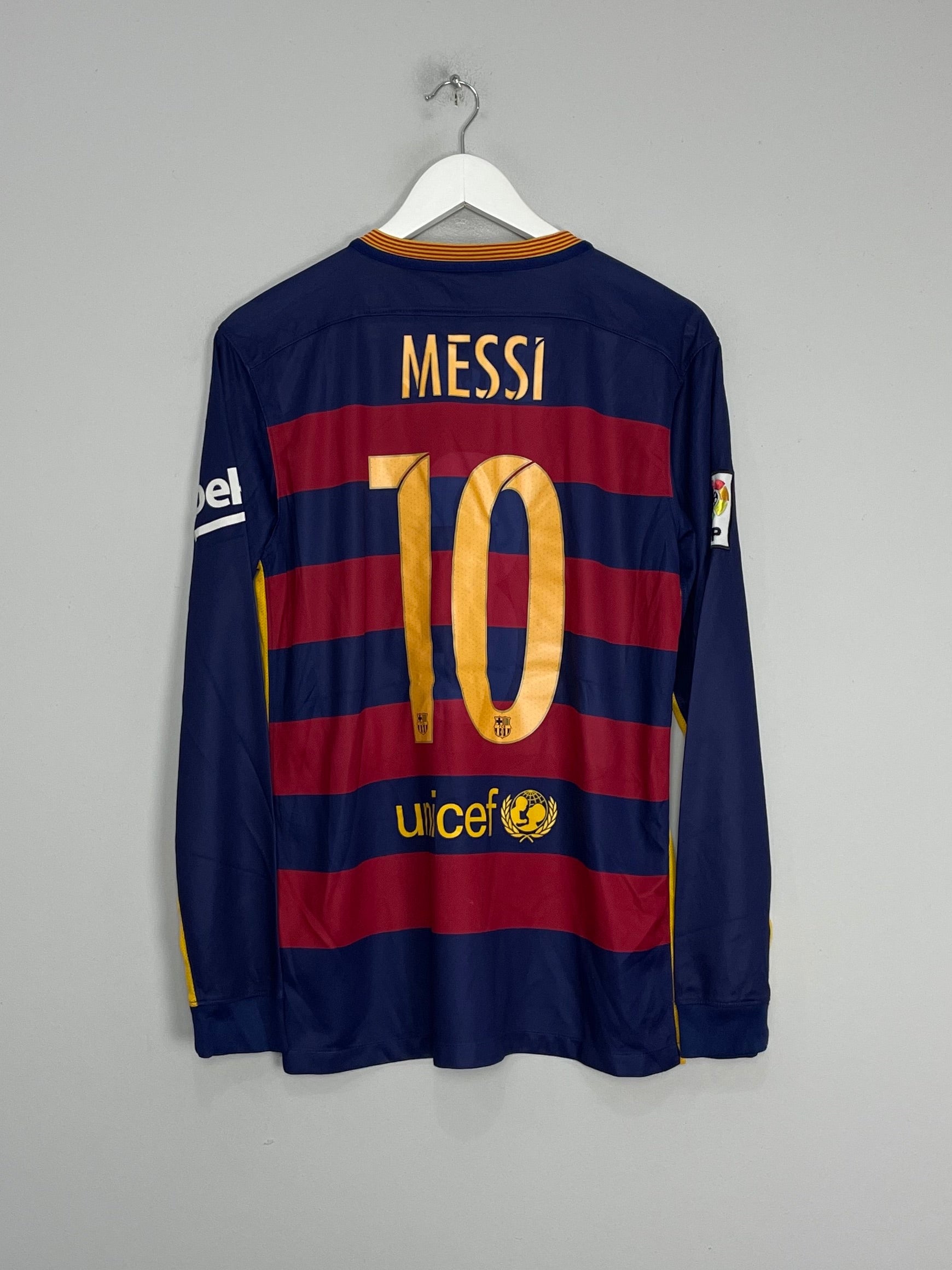 Shop 2015/16 BARCELONA MESSI #10 L/S HOME SHIRT (M) NIKE, classic football shirts, vintage football shirts & retro soccer jerseys at Cult Kits