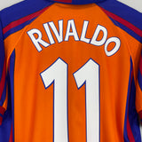 1997/98 BARCELONA RIVALDO #11 C/L EUROPEAN HOME SHIRT (S) KAPPA