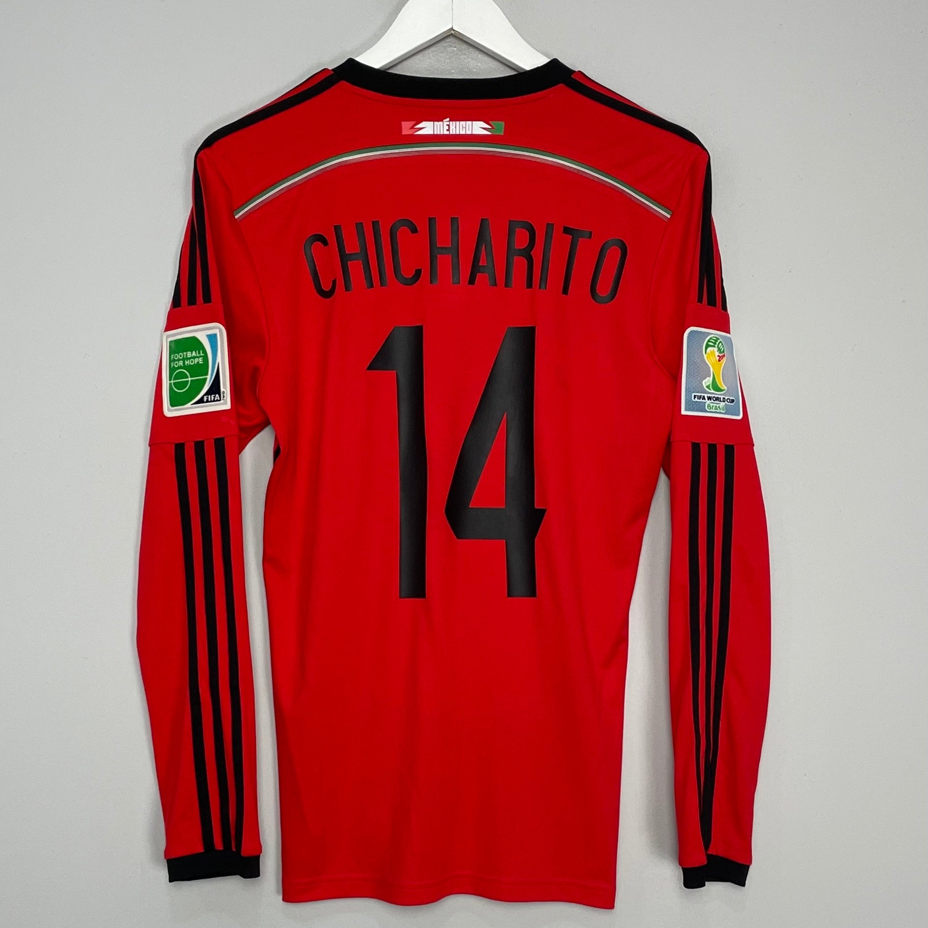 Shop 2014/15 MEXICO CHICHARITO #14 L/S AWAY SHIRT (S) ADIDAS, classic football shirts, vintage football shirts & retro soccer jerseys at Cult Kits