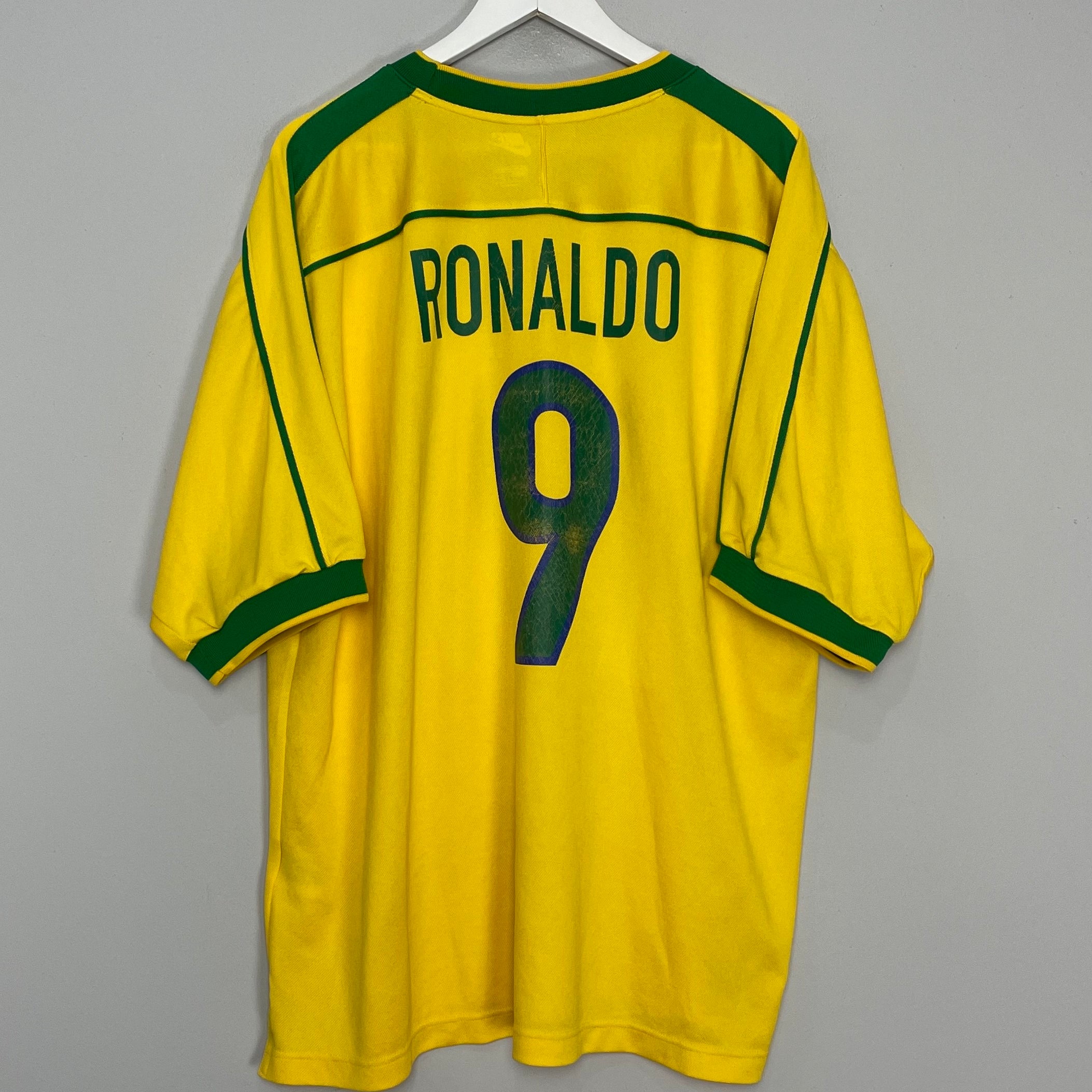 Shop 1998/00 BRAZIL RONALDO #9 HOME SHIRT (XXL) NIKE, classic football shirts, vintage football shirts & retro soccer jerseys at Cult Kits