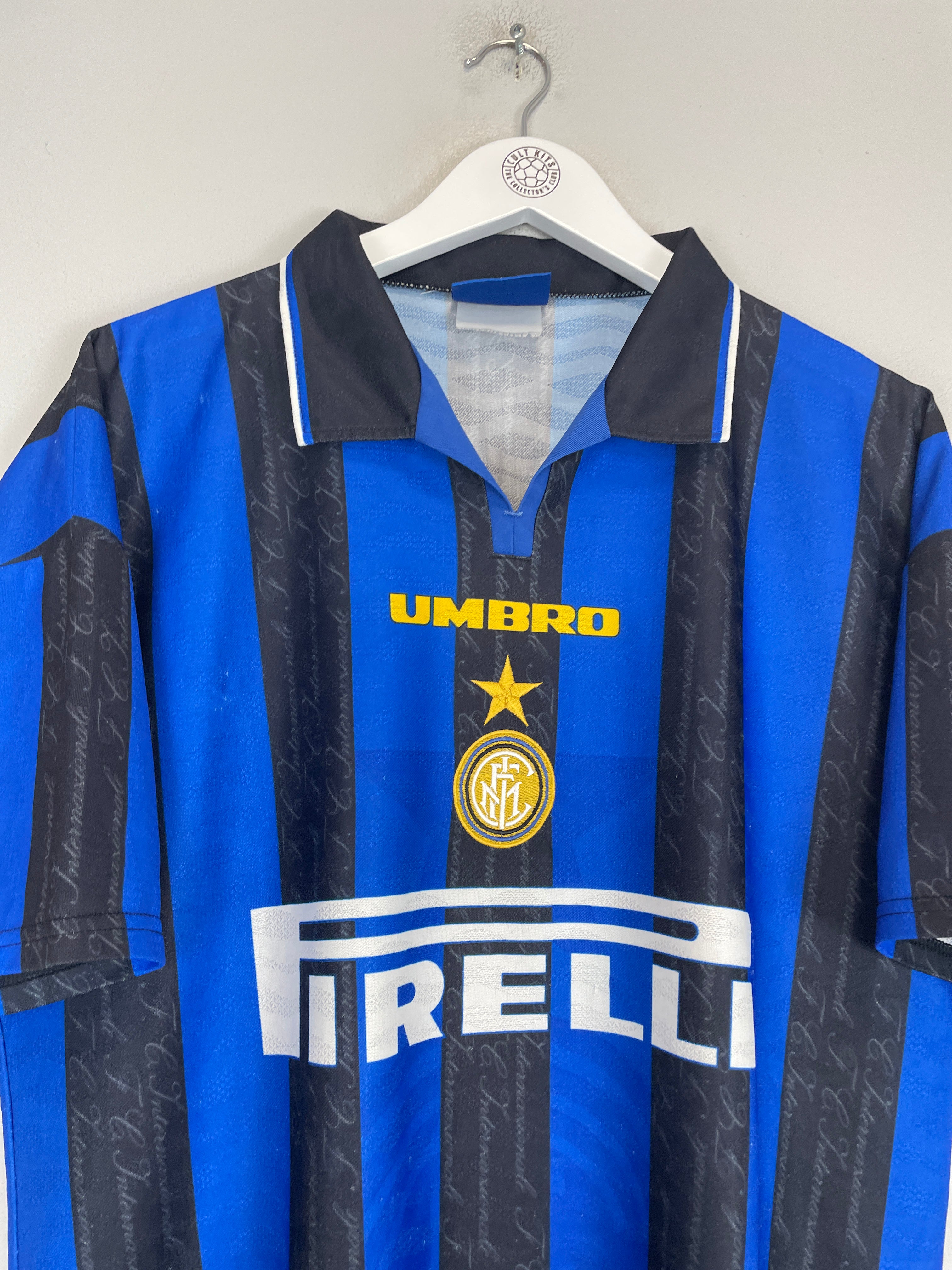 Shop 1996/97 INTER MILAN ZAMORANO #9 HOME SHIRT (L) UMBRO, classic football shirts, vintage football shirts & retro soccer jerseys at Cult Kits